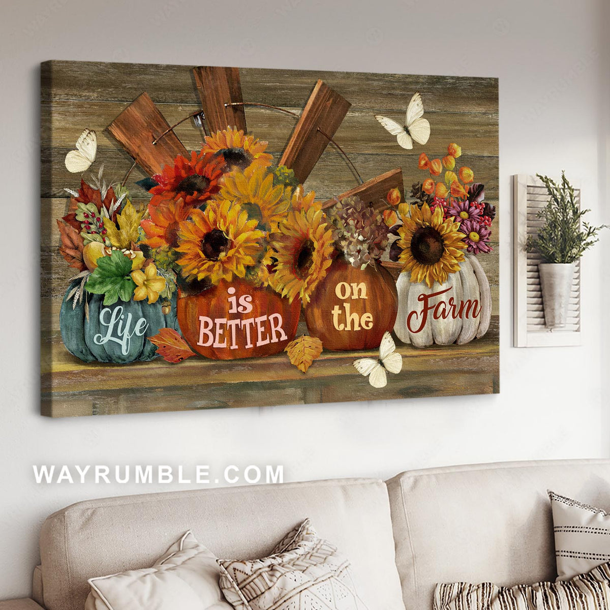 Stunning sunflower, Pumpkin painting, Rustic farmhouse, Life is better on the farm - Jesus Landscape Canvas Prints, Home Decor Wall Art