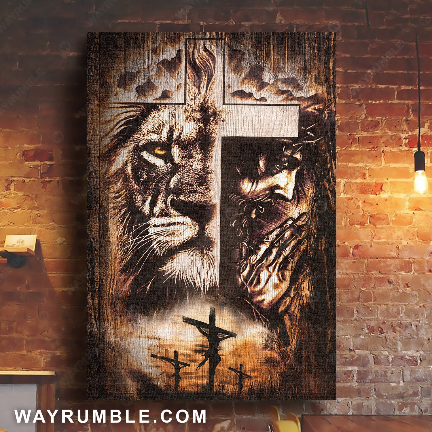 Crucifixion of Jesus, Lion of Judah, Jesus painting, The Lord's prayer - Jesus Portrait Canvas Prints, Christian Wall Art