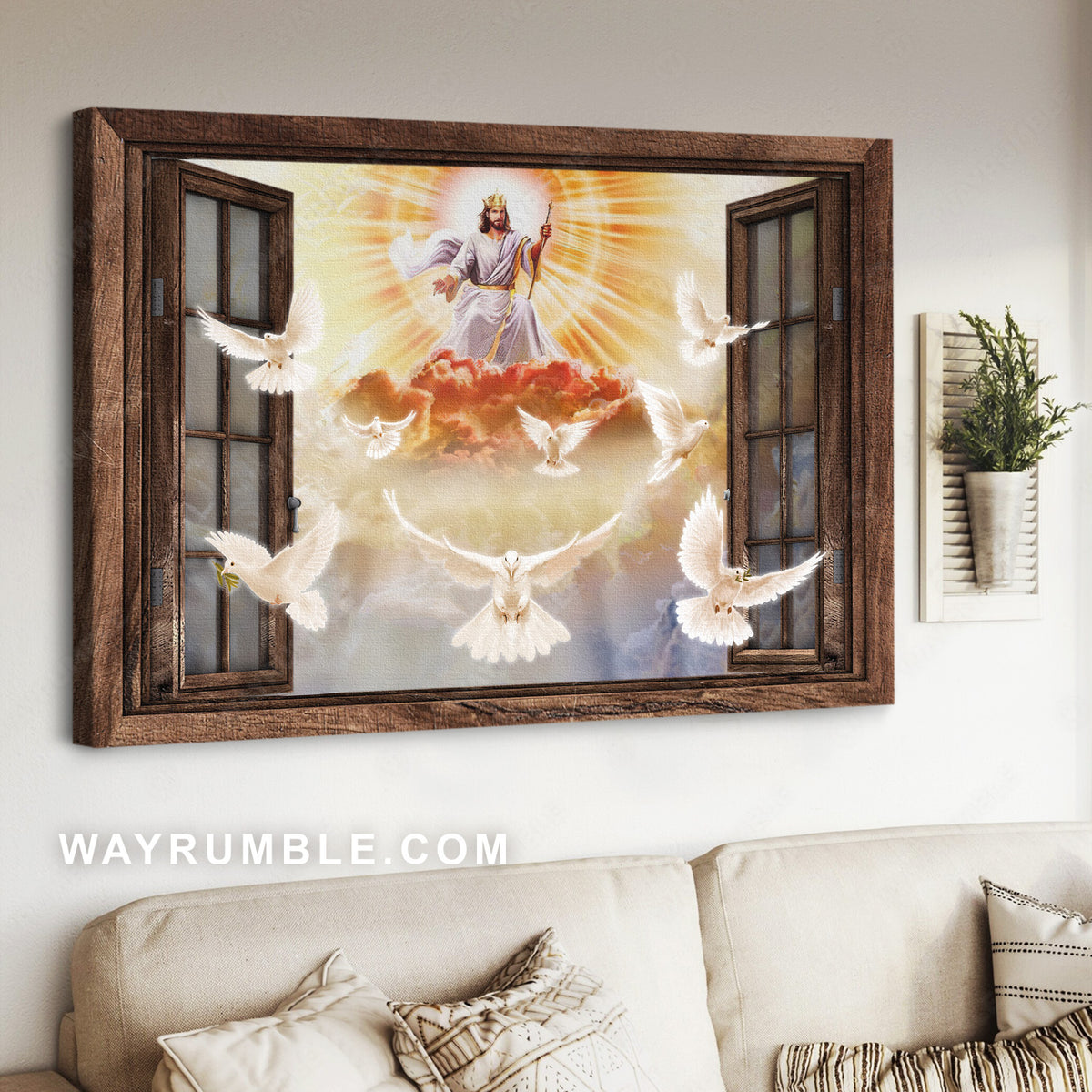 Holy spirit dove, Stunning heaven, Wooden windows, Jesus is Lord - Jesus Landscape Canvas Prints, Christian Wall Art