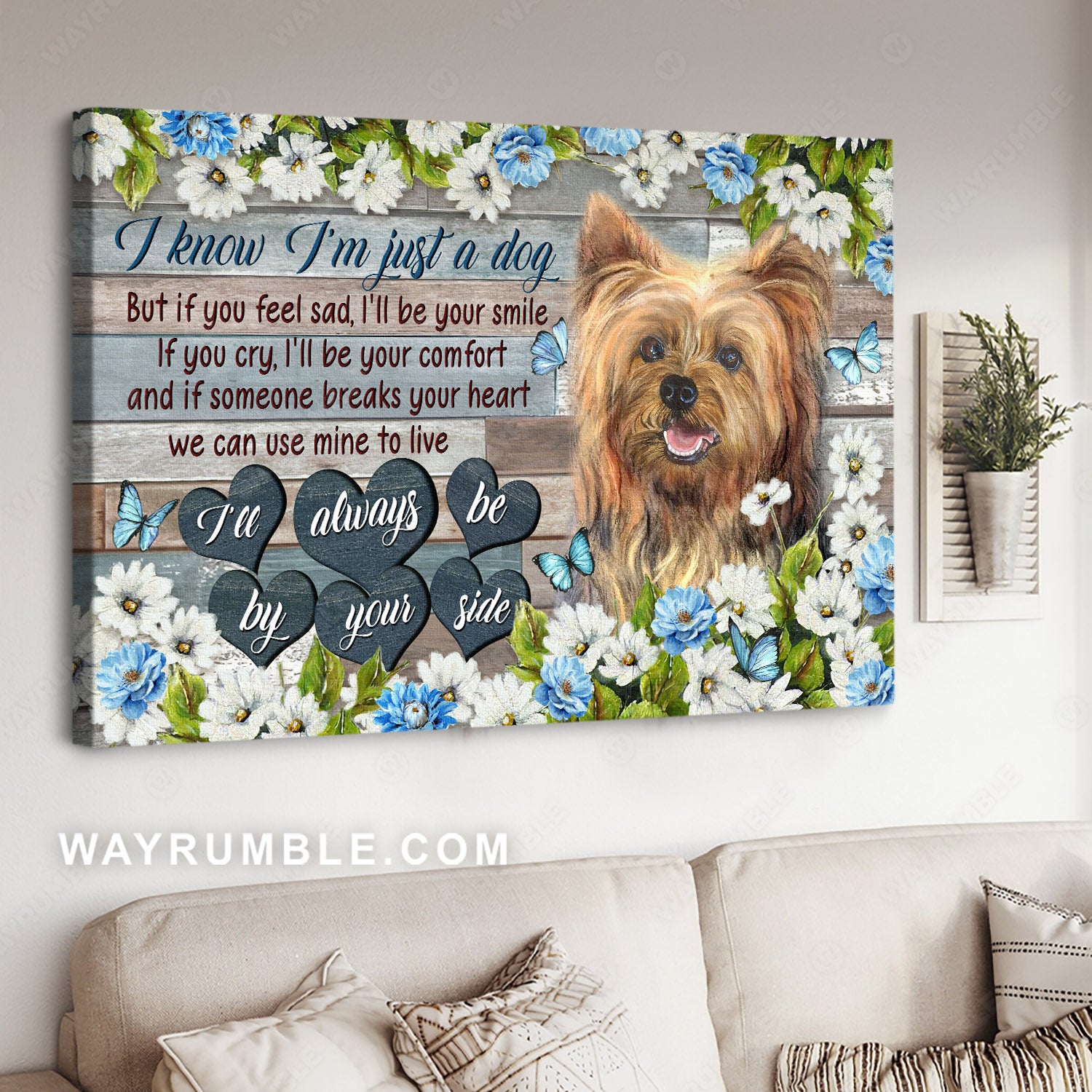 Yorkshire Terrier, Dog lover, Memorial gift, I'll always be by your side - Jesus Landscape Canvas Prints, Home Decor Wall Art