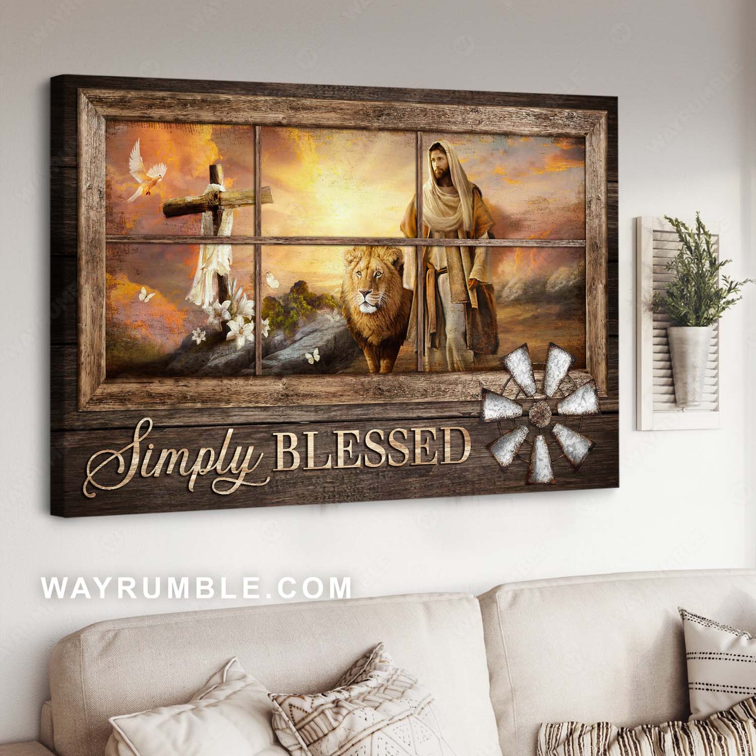 Amazing windmill, Jesus painting, Lion of Judah, Simply blessed - Jesus Landscape Canvas Prints, Christian Wall Art