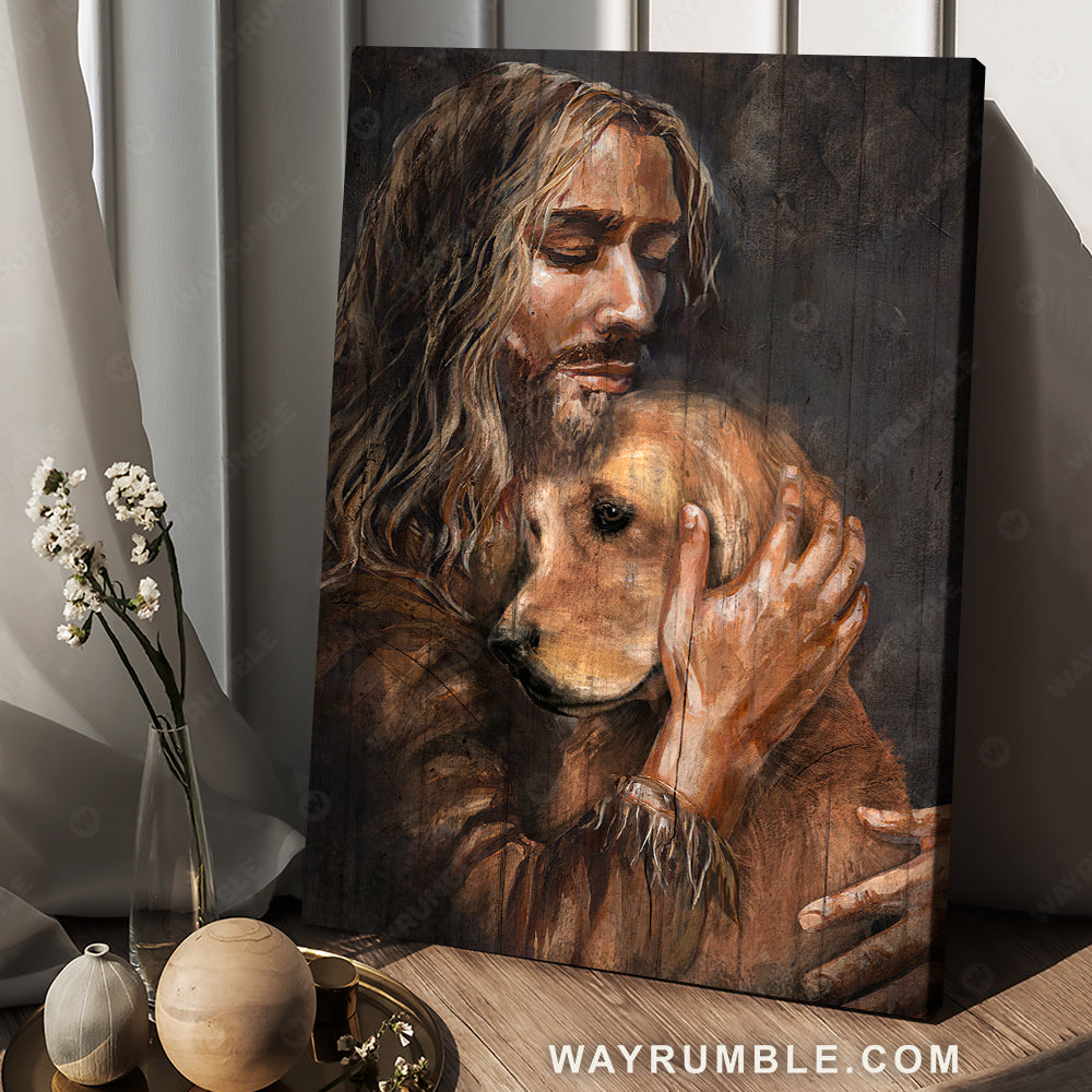 Golden Retriever, Gift for dog lovers, Jesus painting, Christ the redeemer - Jesus Portrait Canvas Prints, Christian Wall Art