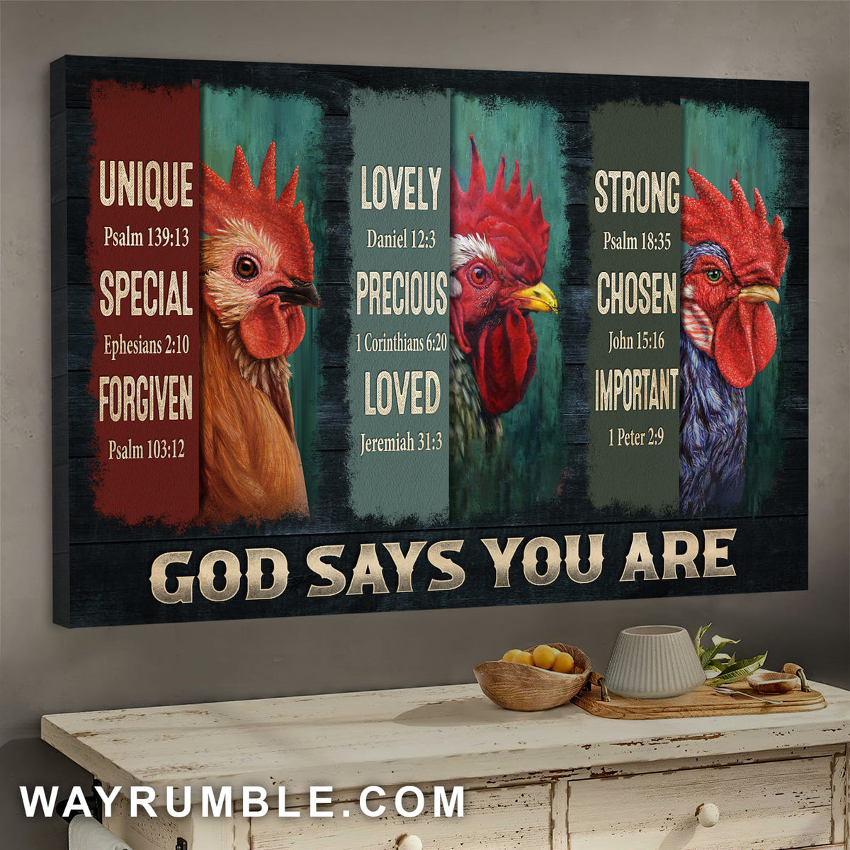 Amazing chicken - God says you are Jesus Landscape Canvas Prints, Wall Art 