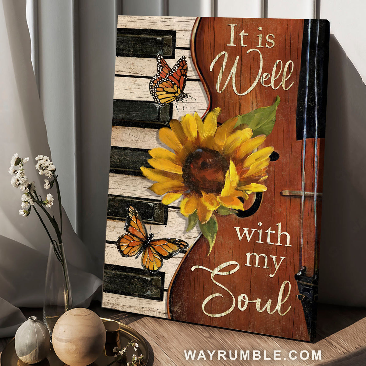 Guitar painting, Piano keys, Lovely sunflower, It is well with my soul - Jesus Portrait Canvas Prints, Home Decor Wall Art