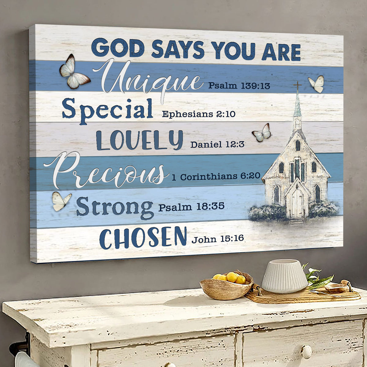 Great Church, butterfly, God says you are - Jesus Landscape Canvas Prints, Wall Art