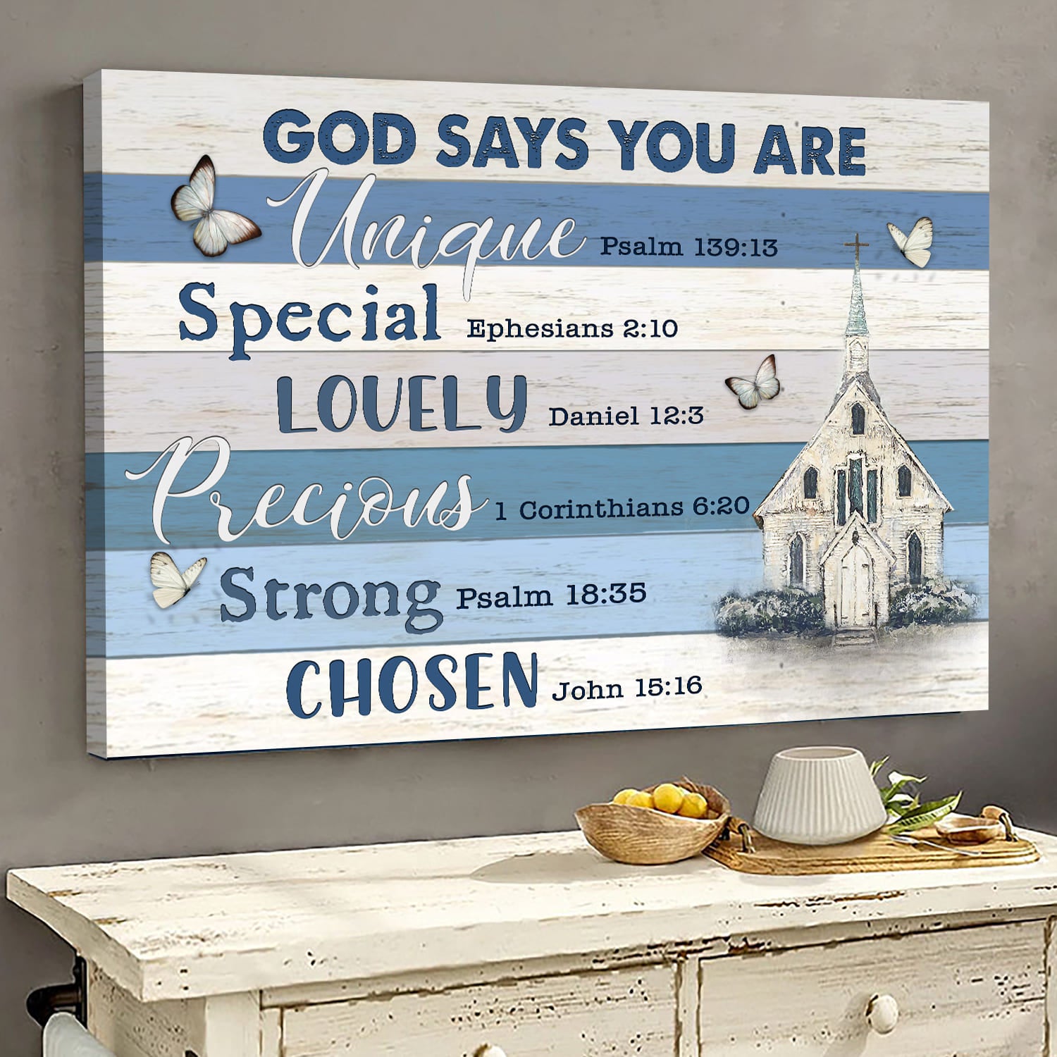 Great Church, butterfly, God says you are - Jesus Landscape Canvas Prints, Wall Art
