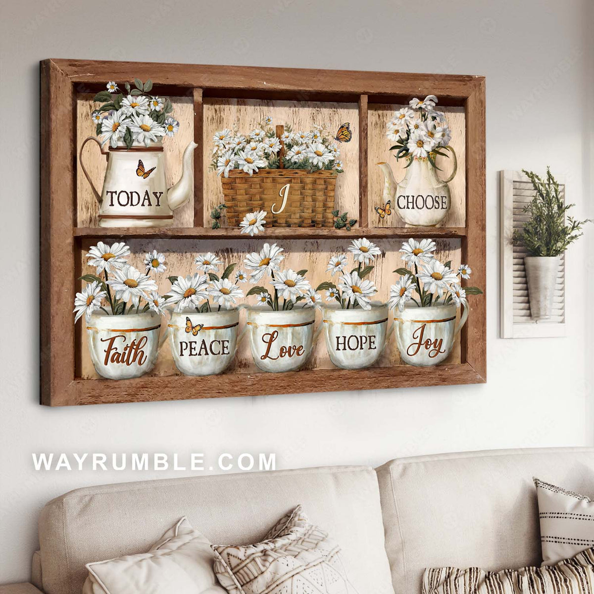 Daisy flower, Flower garden, Monarch butterfly, Today I choose Faith Love Joy - Jesus Landscape Canvas Prints, Home Decor Wall Art