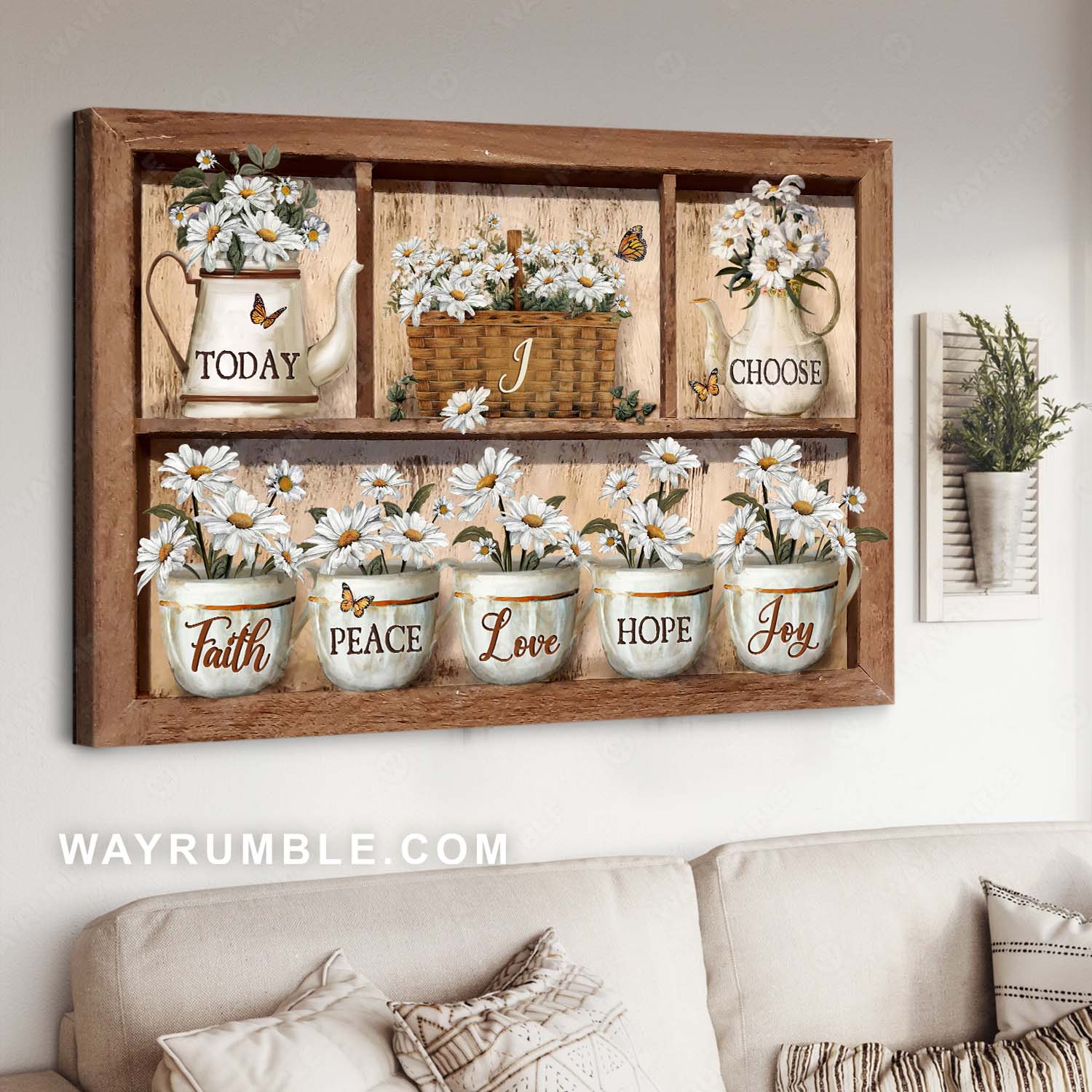 Daisy flower, Flower garden, Monarch butterfly, Today I choose Faith Love Joy - Jesus Landscape Canvas Prints, Home Decor Wall Art