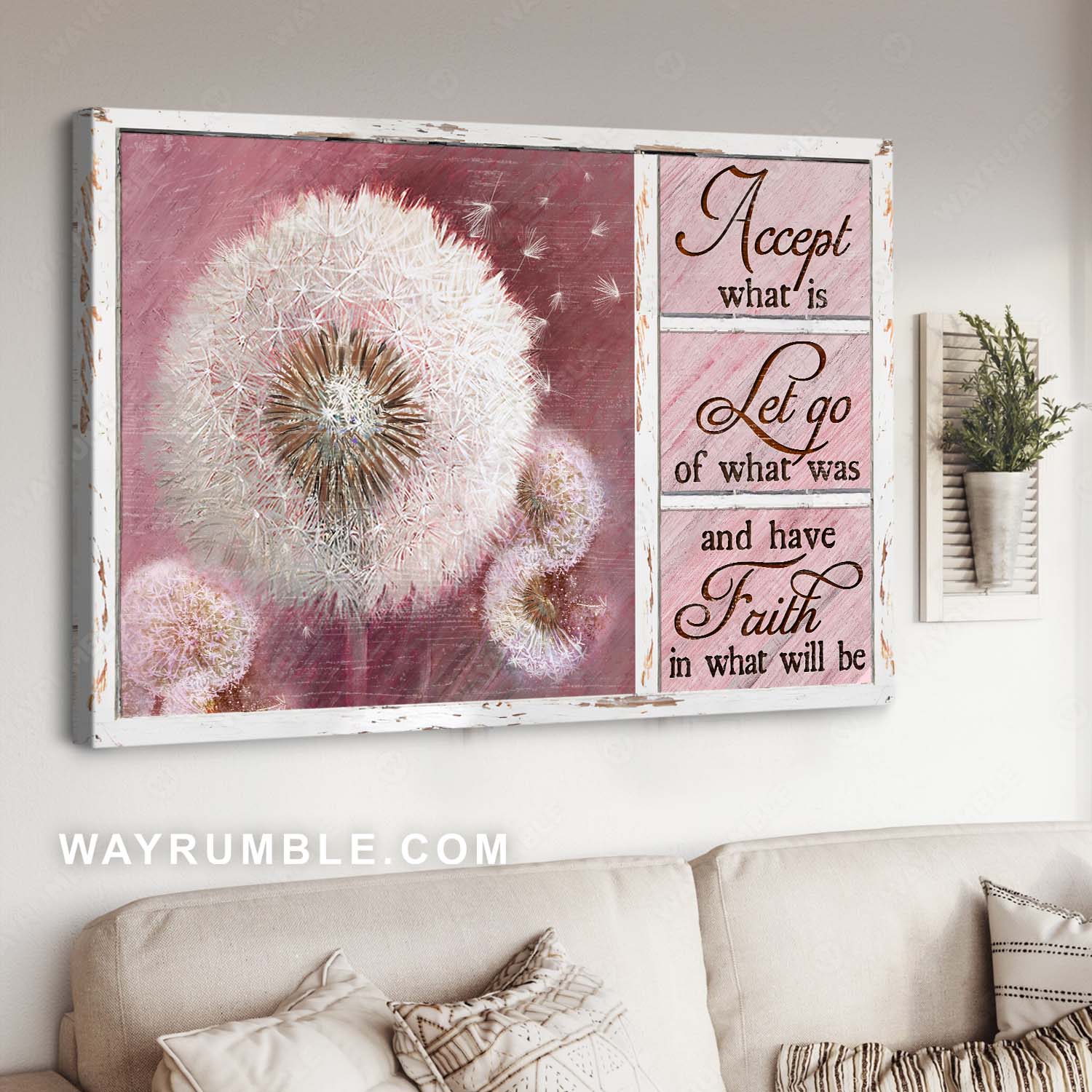 Dandelion drawing, Abstract flower, Pink painting, Have faith in what will be - Jesus Landscape Canvas Prints, Home Decor Wall Art