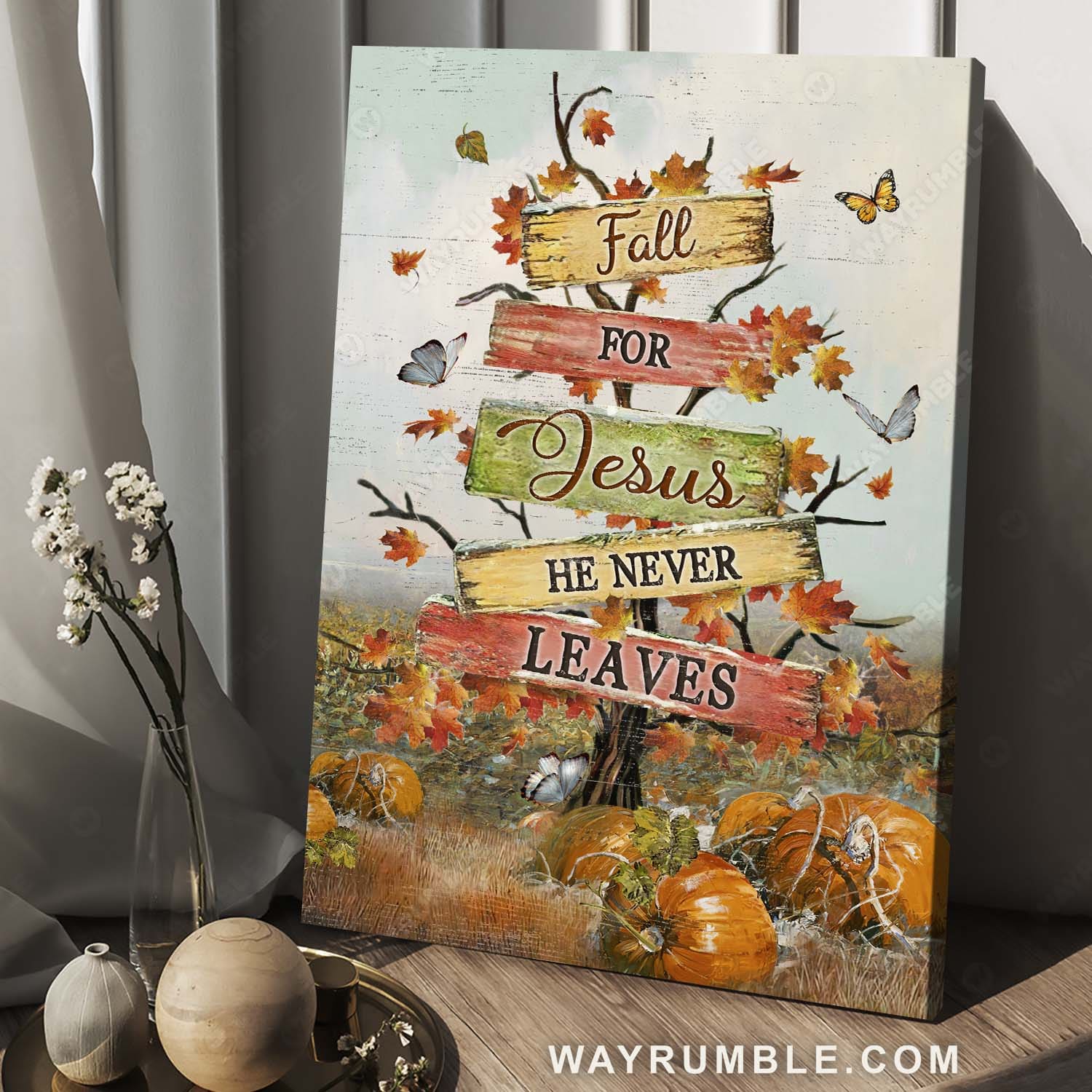 Butterfly drawing, Pumpkin patch, Autumn season, Fall for Jesus he never leaves - Jesus Portrait Canvas Prints, Home Decor Wall Art
