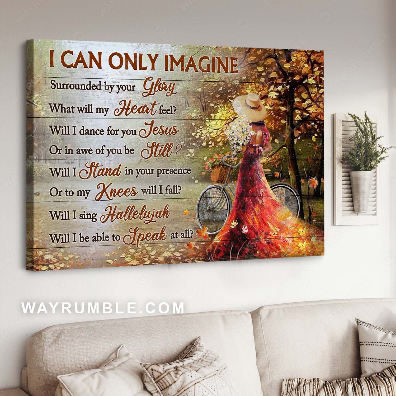 Autumn season, Autumn forest, Beautiful woman, I can only imagine - Jesus Landscape Canvas Prints, Home Decor Wall Art
