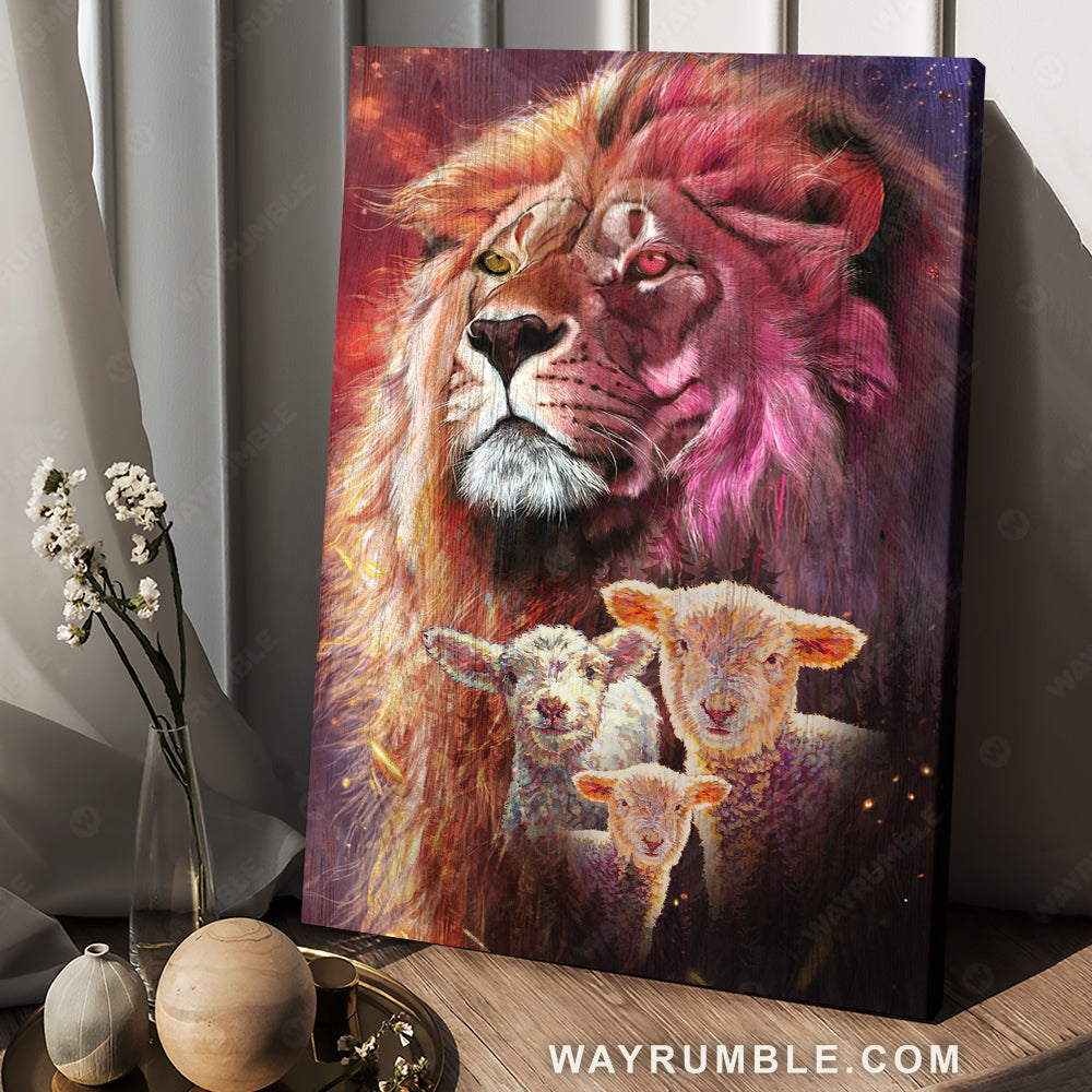 Abstract art, Watercolor Lion head, Lamb of God, Lion of Judah, Religious gift - Jesus Portrait Canvas Prints, Christian Wall Art