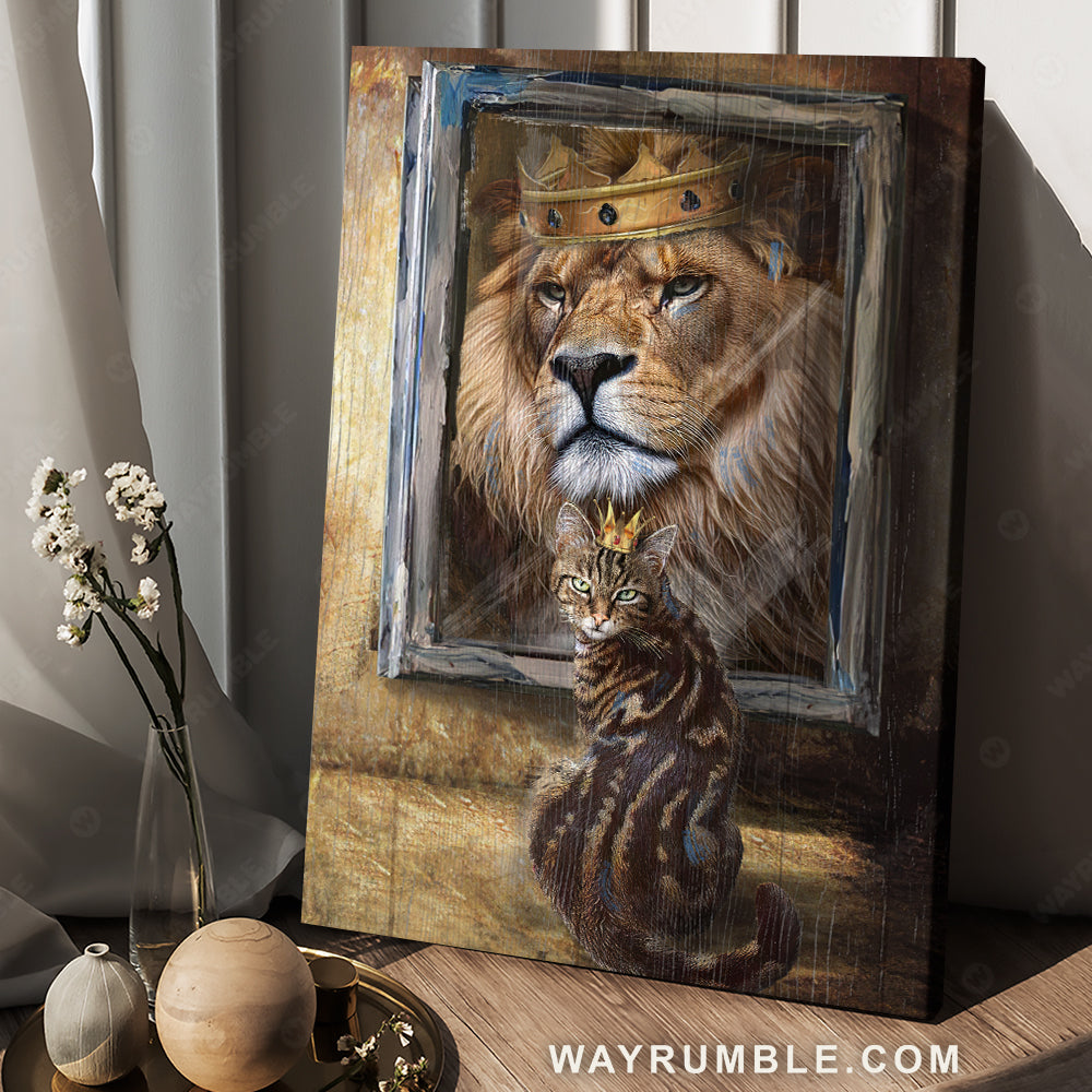 Great lion king, Lion of Judah, Cat painting, Lovely brown cat - Jesus Portrait Canvas Prints, Christian Wall Art