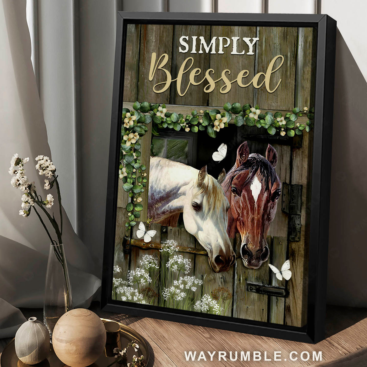 Beautiful horse painting, Lovely butterfly, Happy horse stable, Simply blessed - Jesus Portrait Canvas Prints, Christian Wall Art