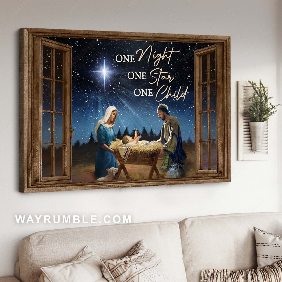Birth of Jesus, Star of Bethlehem, Starry sky, One night, One star, One child - Jesus Landscape Canvas Prints, Christian Wall Art