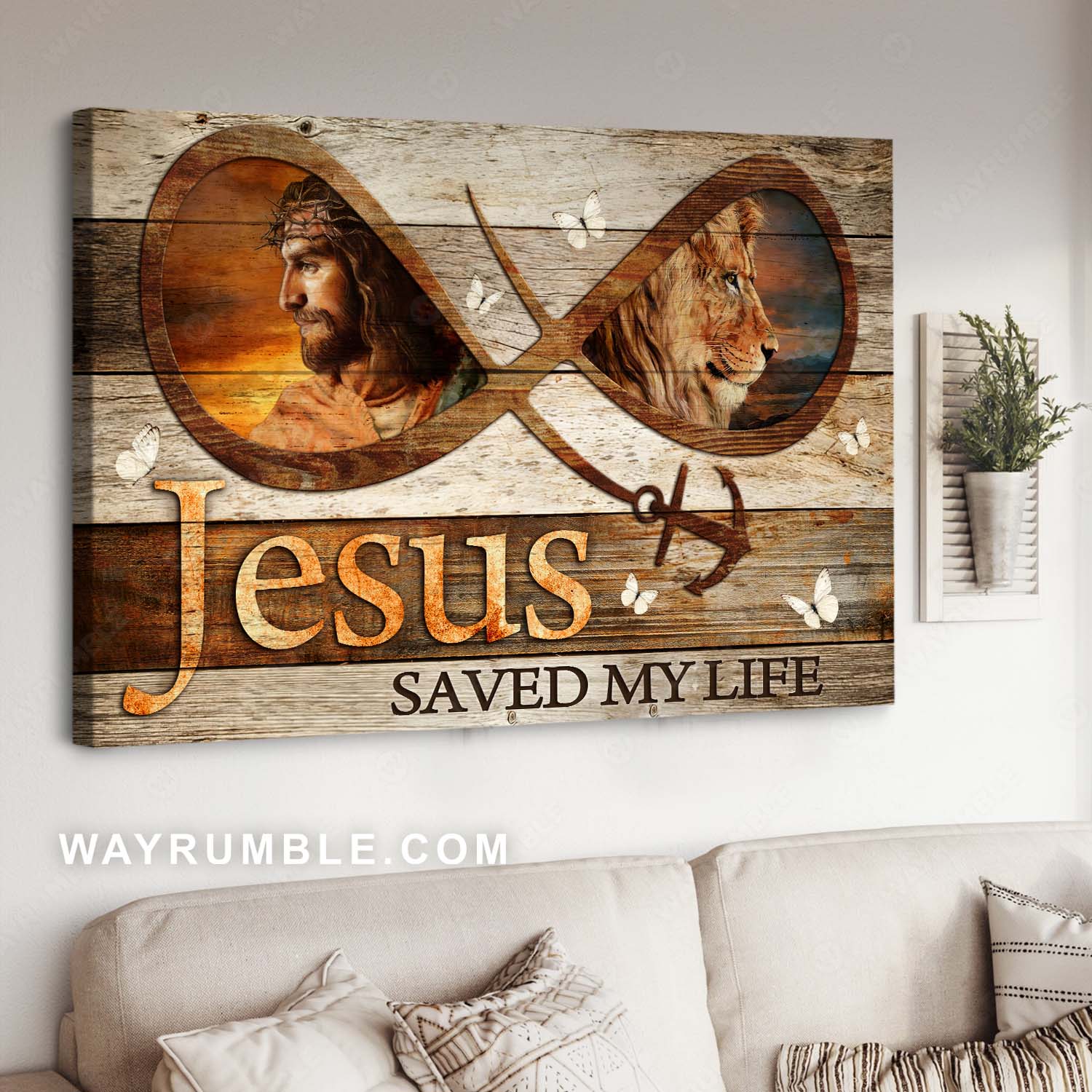 Anchor drawing, Lion of Judah, Jesus painting, Jesus saved my life - Jesus Landscape Canvas Prints, Christian Wall Art