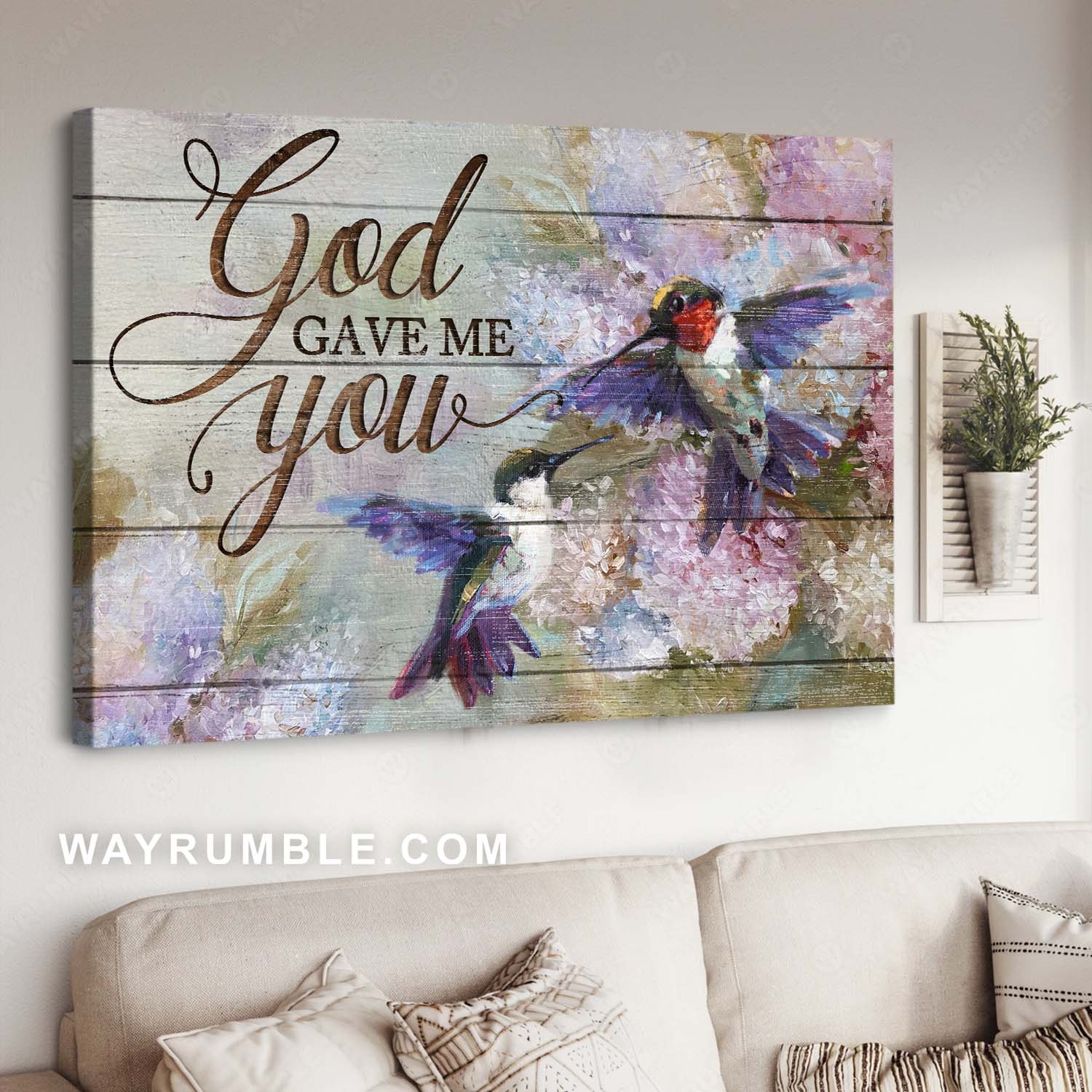 Hummingbird drawing, Watercolor flower, Inspirational art, God gave me you - Jesus Landscape Canvas Prints, Home Decor Wall Art