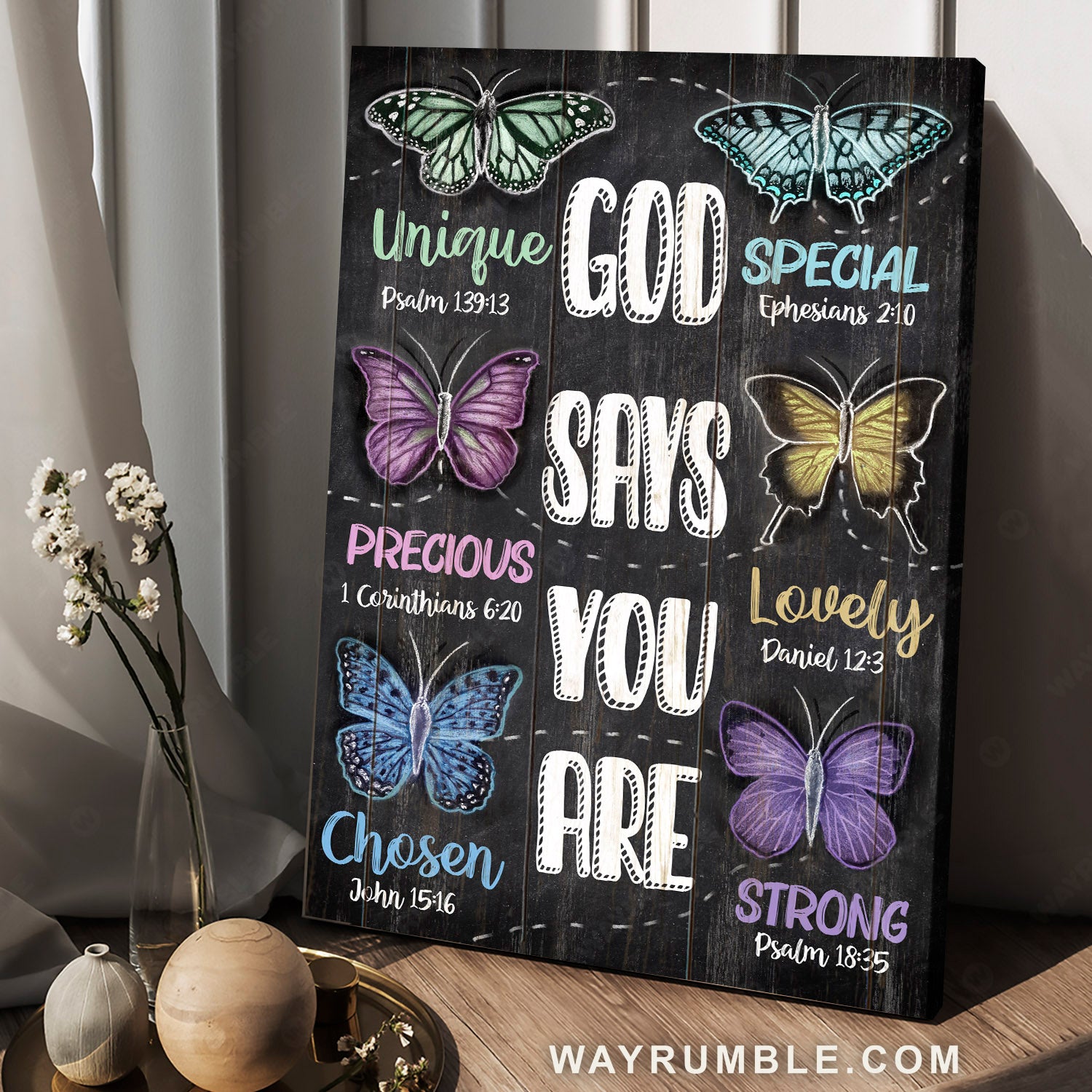 Abstract painting, Watercolor butterflies, Bible verses, God says you are - Jesus Portrait Canvas Prints, Home Decor Wall Art