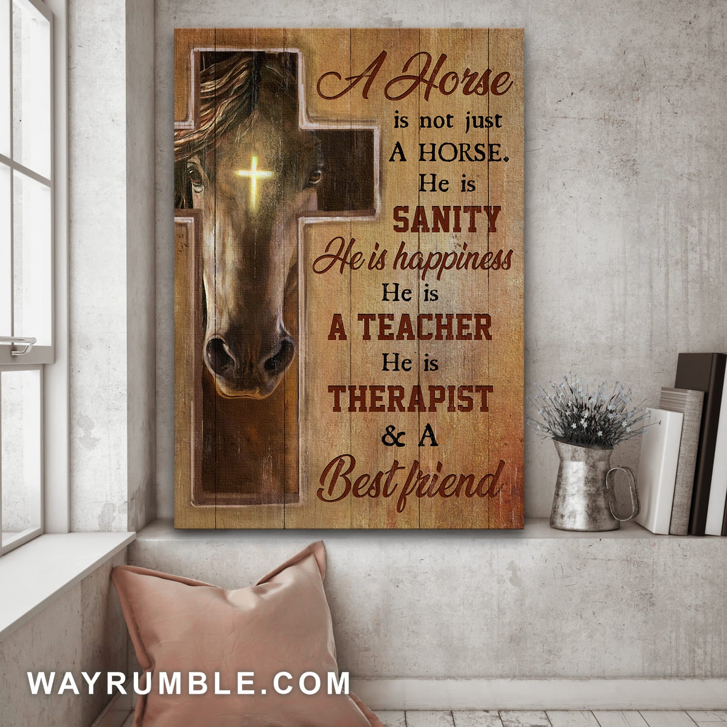Horse painting, Cross light, A horse is not just a horse - Jesus Portrait Canvas Prints, Wall Art