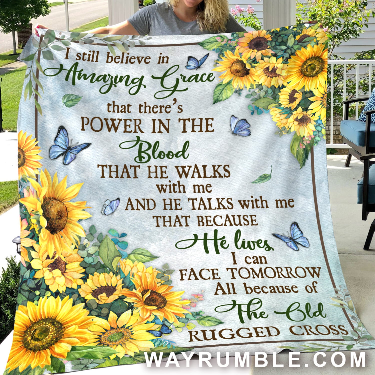Jesus - Sunflower - I still believe in amazing grace - Blanket