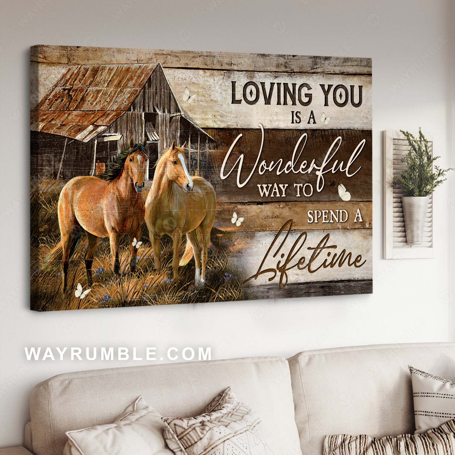 Horse painting, Couple goals, Rustic farmhouse, Loving you is a wonderful way - Jesus Landscape Canvas Prints, Home Decor Wall Art