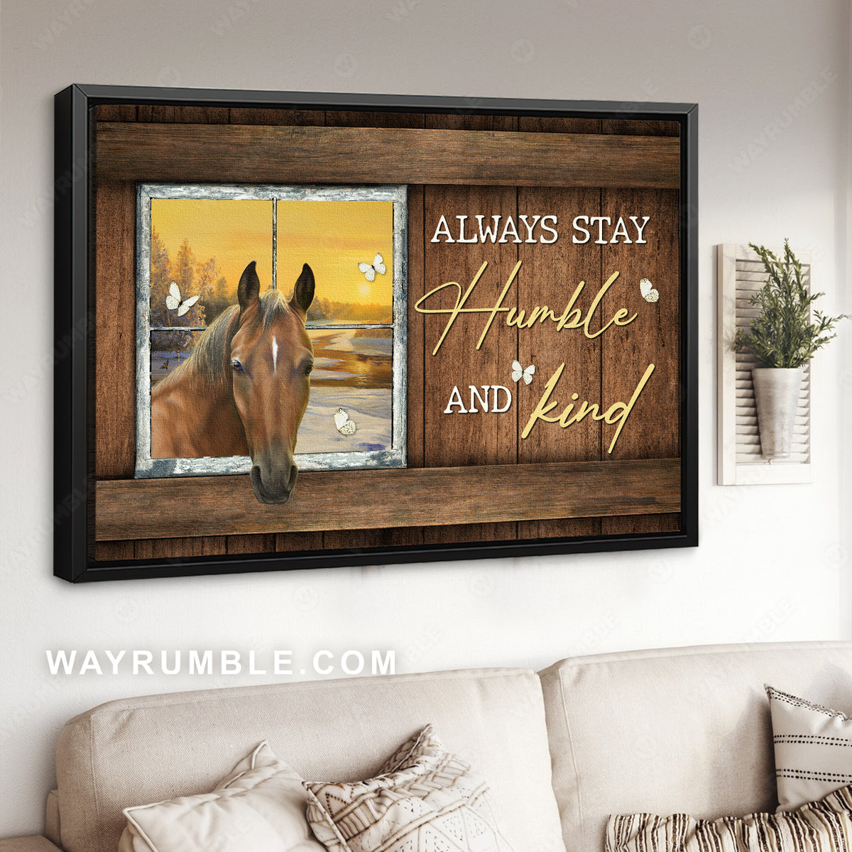 Dream horse, Orange sunset, Butterfly, Always stay humble and kind - Jesus Landscape Canvas Prints, Christian Wall Art