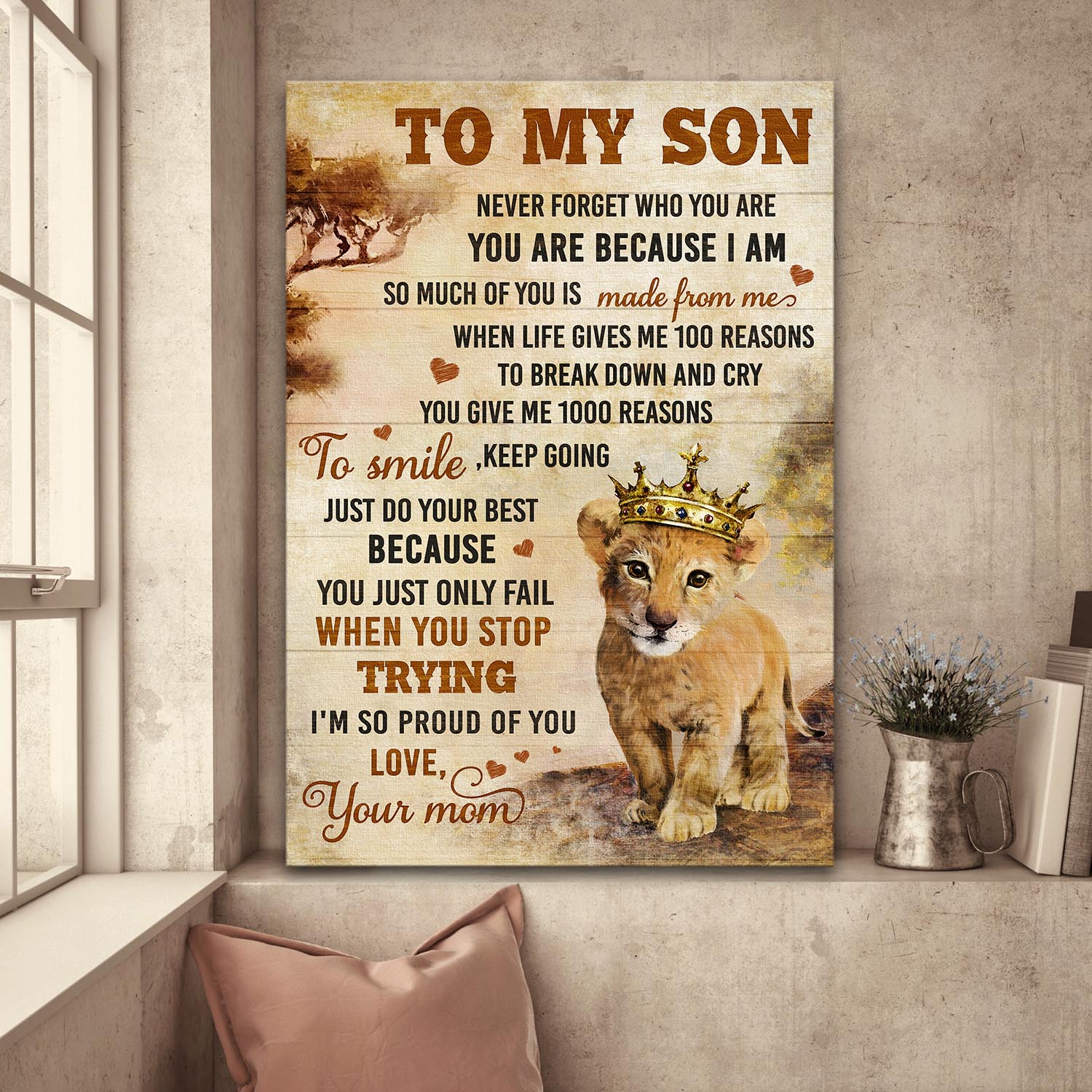Mom to son, Baby lion, Never forget who you are - Family Portrait Canvas Prints, Wall Art