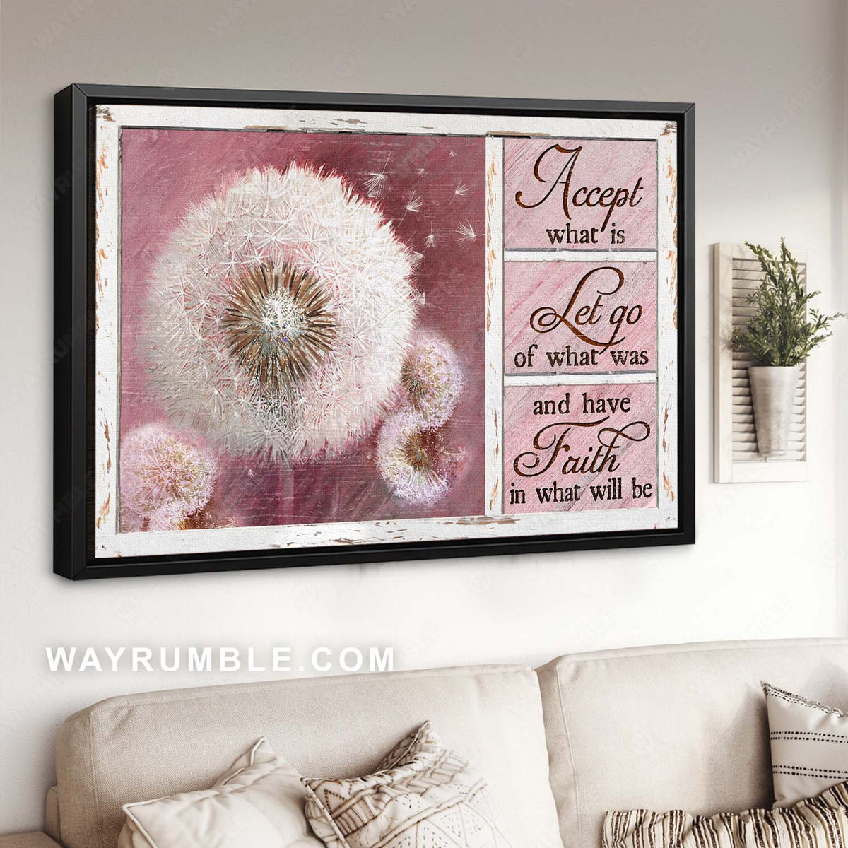 Dandelion drawing, Abstract flower, Pink painting, Have faith in what will be - Jesus Landscape Canvas Prints, Home Decor Wall Art