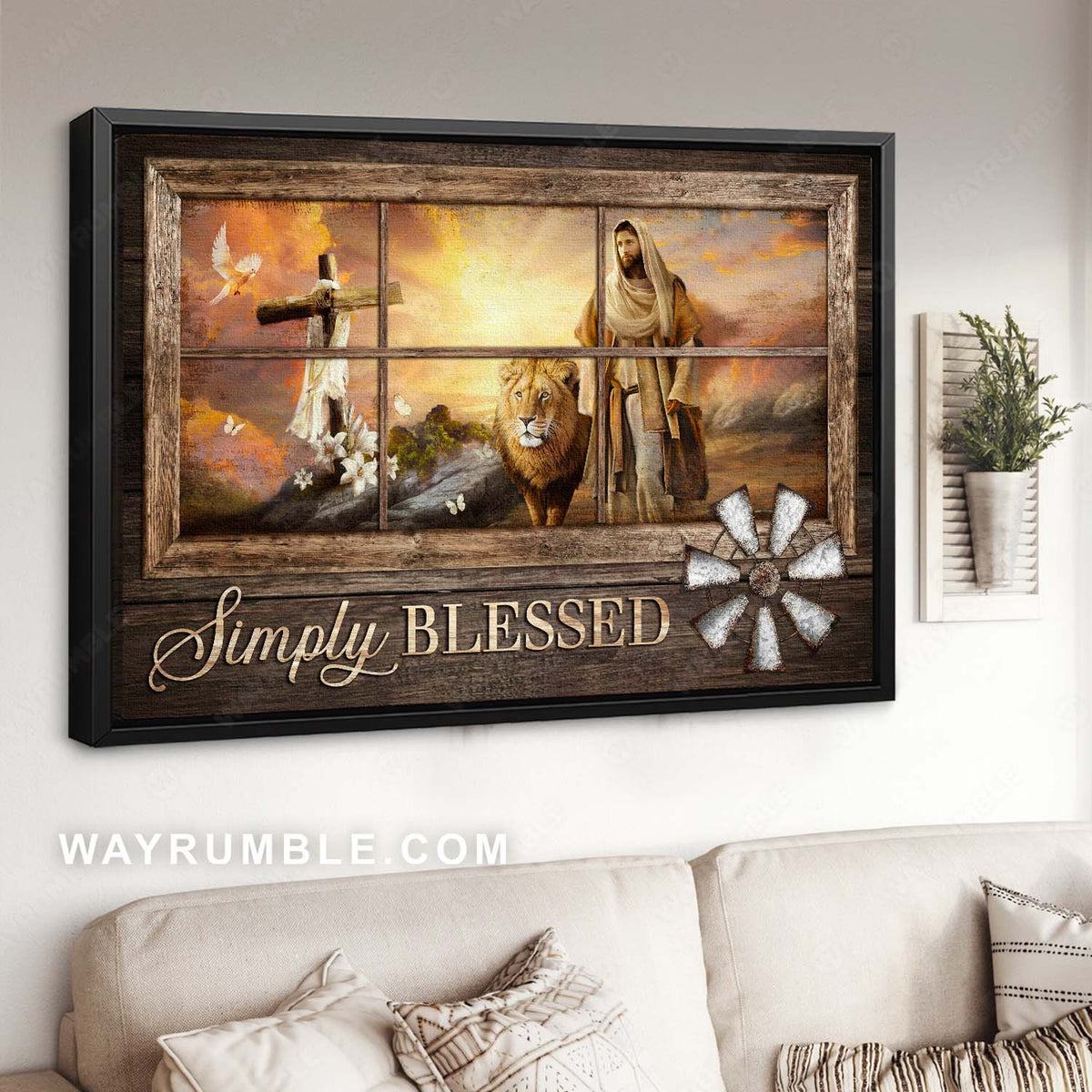 Amazing windmill, Jesus painting, Lion of Judah, Simply blessed - Jesus Landscape Canvas Prints, Christian Wall Art