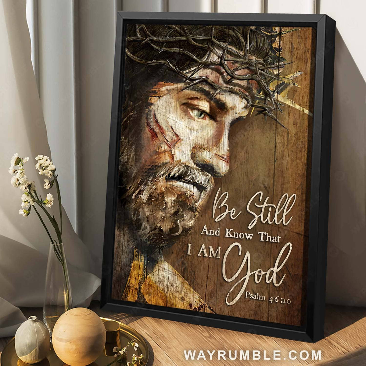 Abstract Jesus drawing, Religious gift, Bible verse, Be still and know that I am God - Jesus Portrait Canvas Prints, Christian Wall Art