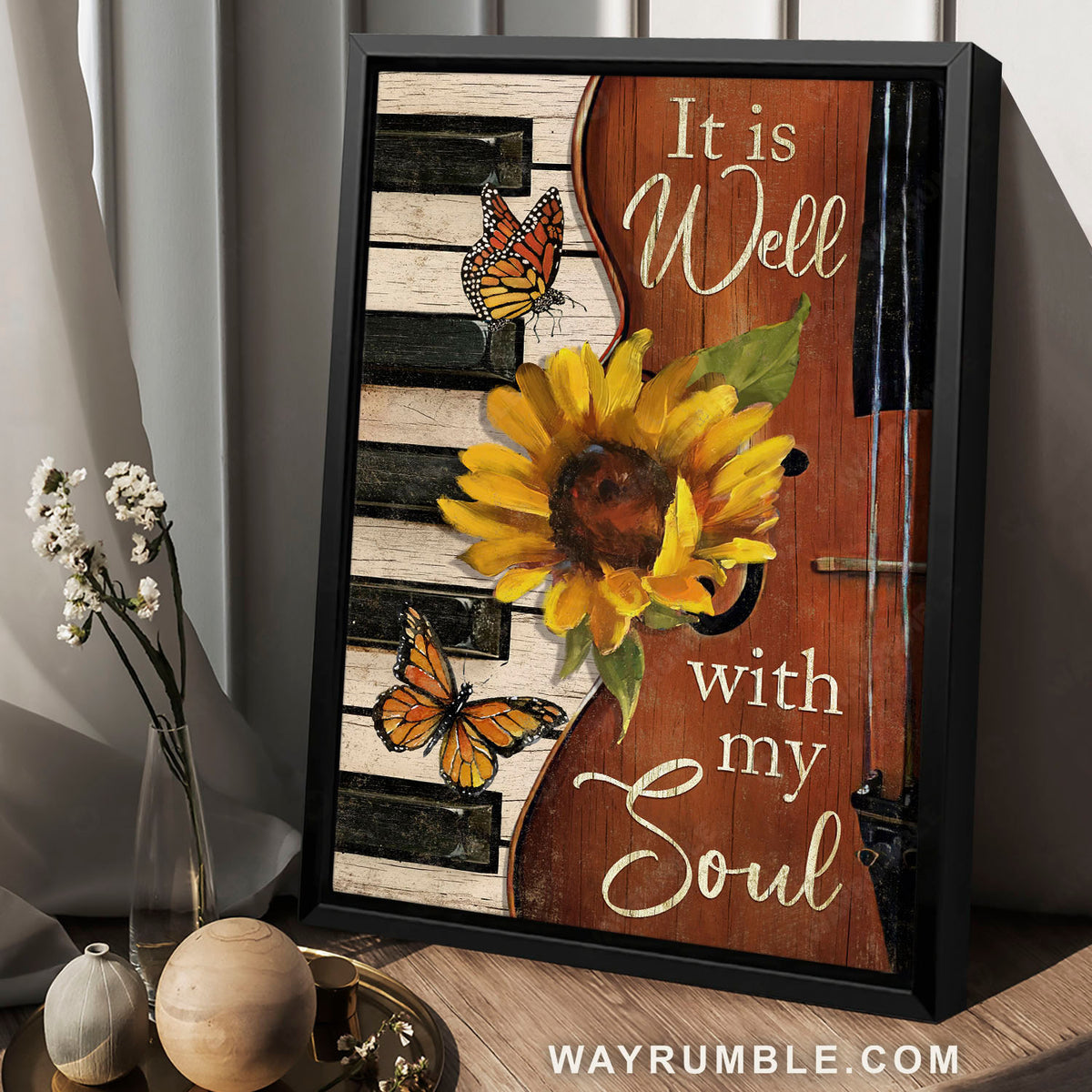 Guitar painting, Piano keys, Lovely sunflower, It is well with my soul - Jesus Portrait Canvas Prints, Home Decor Wall Art