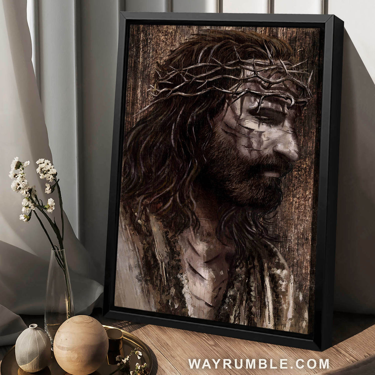 Beautiful Jesus painting, Crown of thorns, Religious gift, Jesus is Lord - Jesus Portrait Canvas Prints, Christian Wall Art