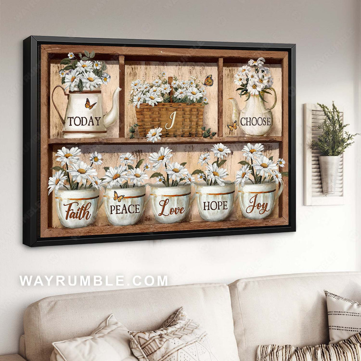 Daisy flower, Flower garden, Monarch butterfly, Today I choose Faith Love Joy - Jesus Landscape Canvas Prints, Home Decor Wall Art