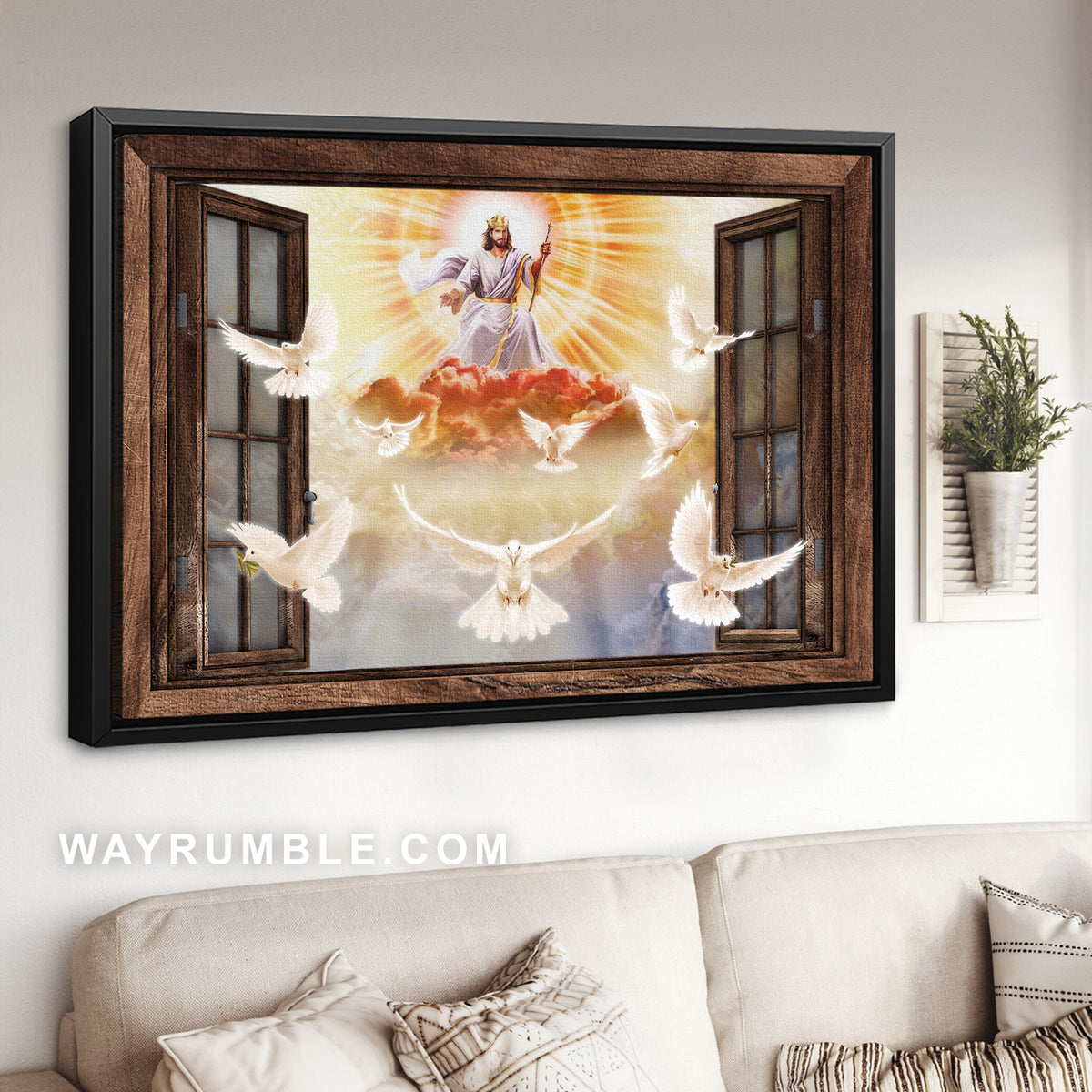 Holy spirit dove, Stunning heaven, Wooden windows, Jesus is Lord - Jesus Landscape Canvas Prints, Christian Wall Art