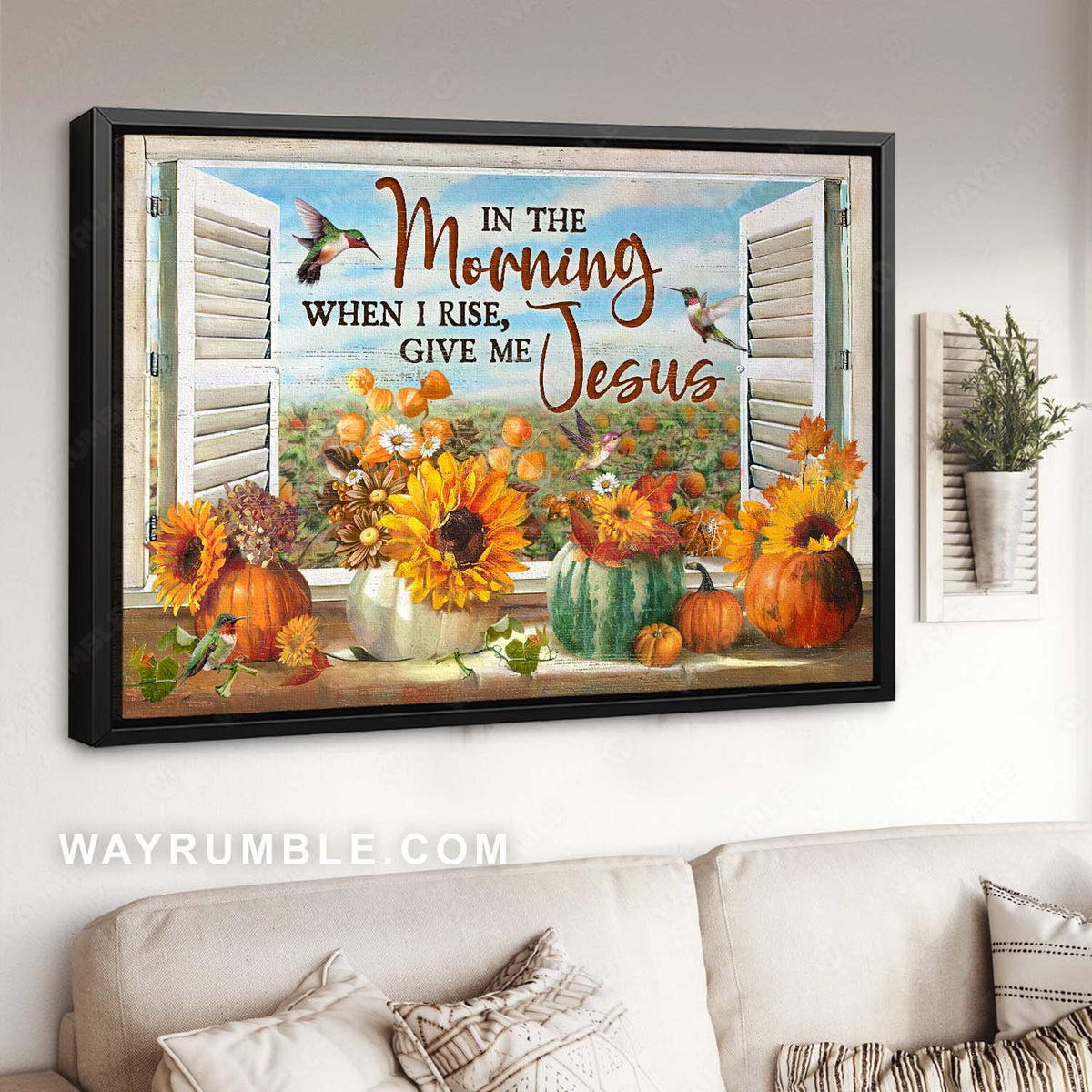 Hummingbird painting, Pumpkin patch, Lovely sunflower, In the morning when I rise - Jesus Landscape Canvas Prints, Home Decor Wall Art