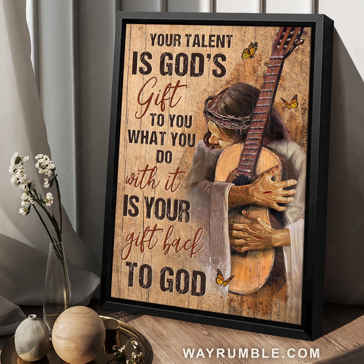 Guitar drawing, Jesus painting, Monarch butterfly, Your talent is God&#39;s gift to you - Jesus Portrait Canvas Prints, Christian Wall Art
