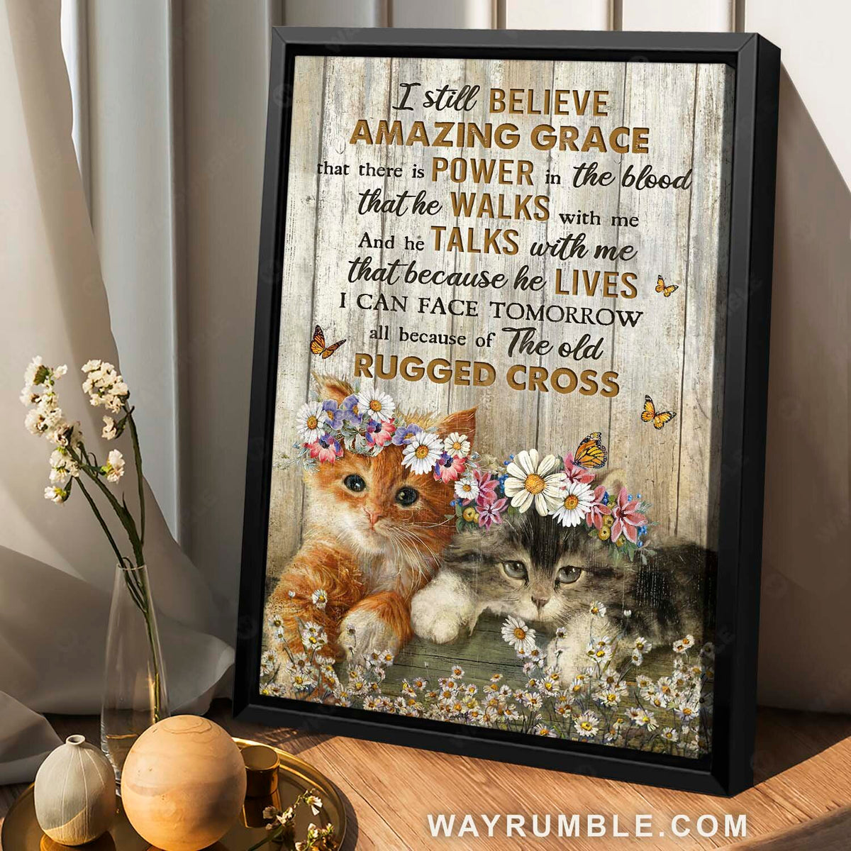 Cute kittens, Daisy garden, Monarch butterfly, I still believe in amazing grace - Jesus Portrait Canvas Prints, Home Decor Wall Art