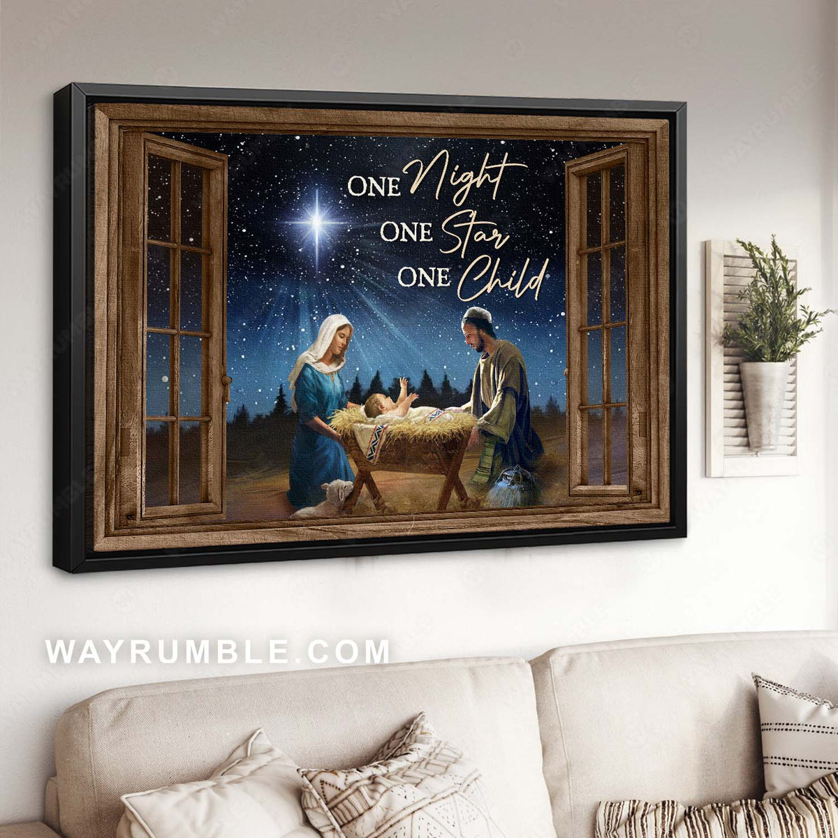 Birth of Jesus, Star of Bethlehem, Starry sky, One night, One star, One child - Jesus Landscape Canvas Prints, Christian Wall Art