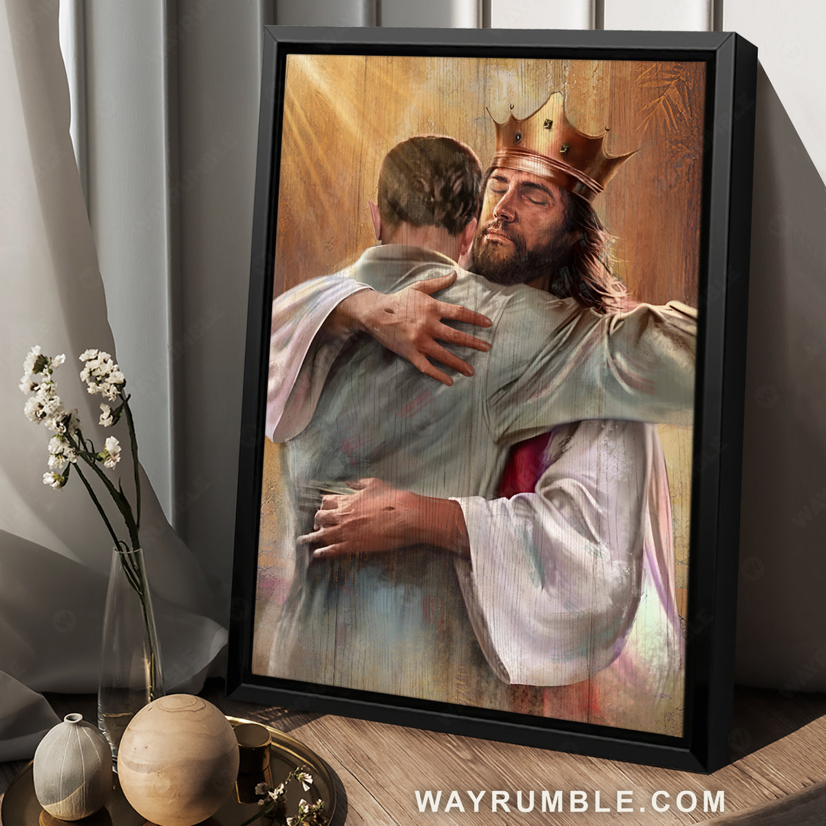 Jesus the king, Beautiful heaven, A heartwarming hug from Jesus - Jesus Portrait Canvas Prints, Christian Wall Art