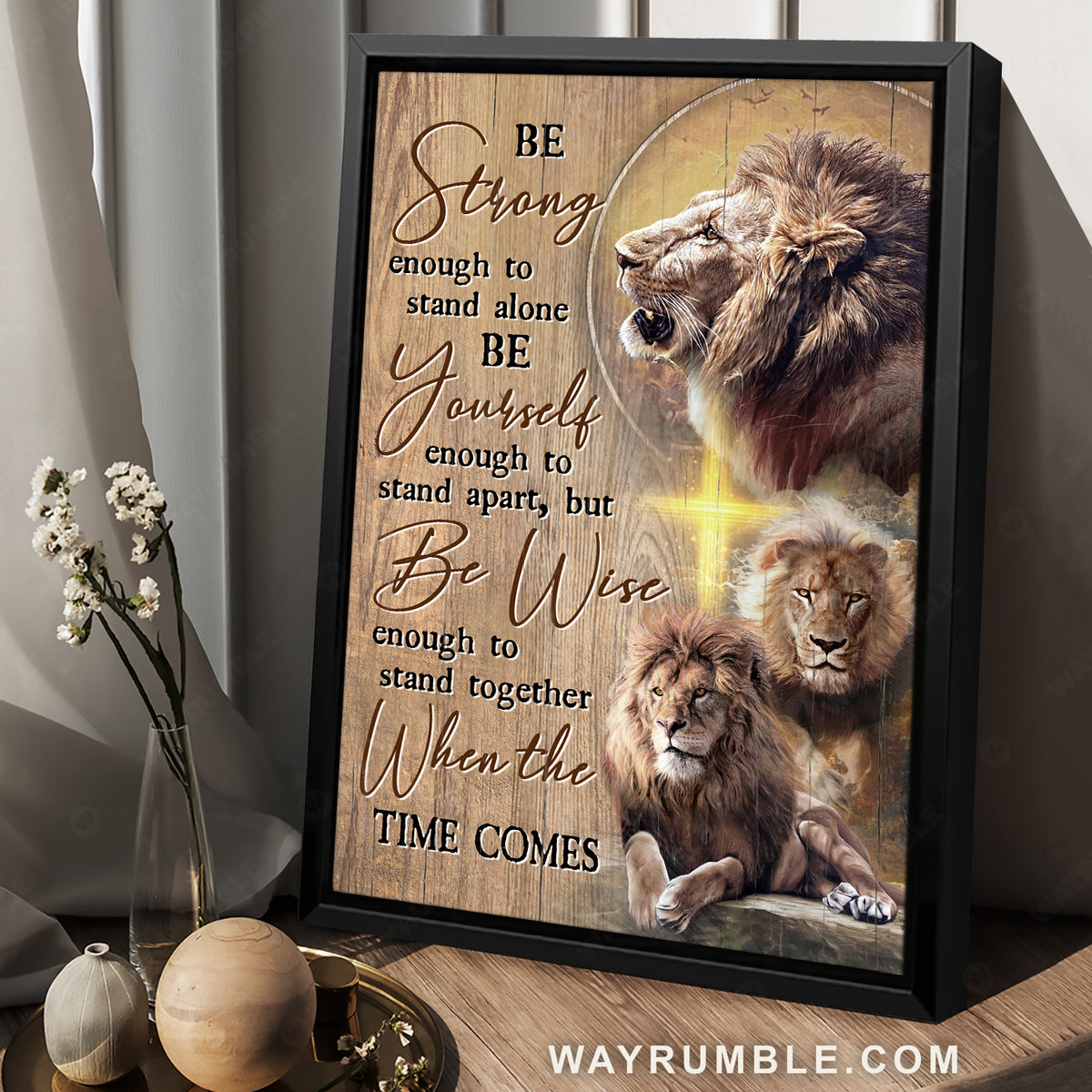 Lion painting, Lion of Judah, Inspirational quote, Be strong enough to stand alone - Jesus Portrait Canvas Prints, Christian Wall Art