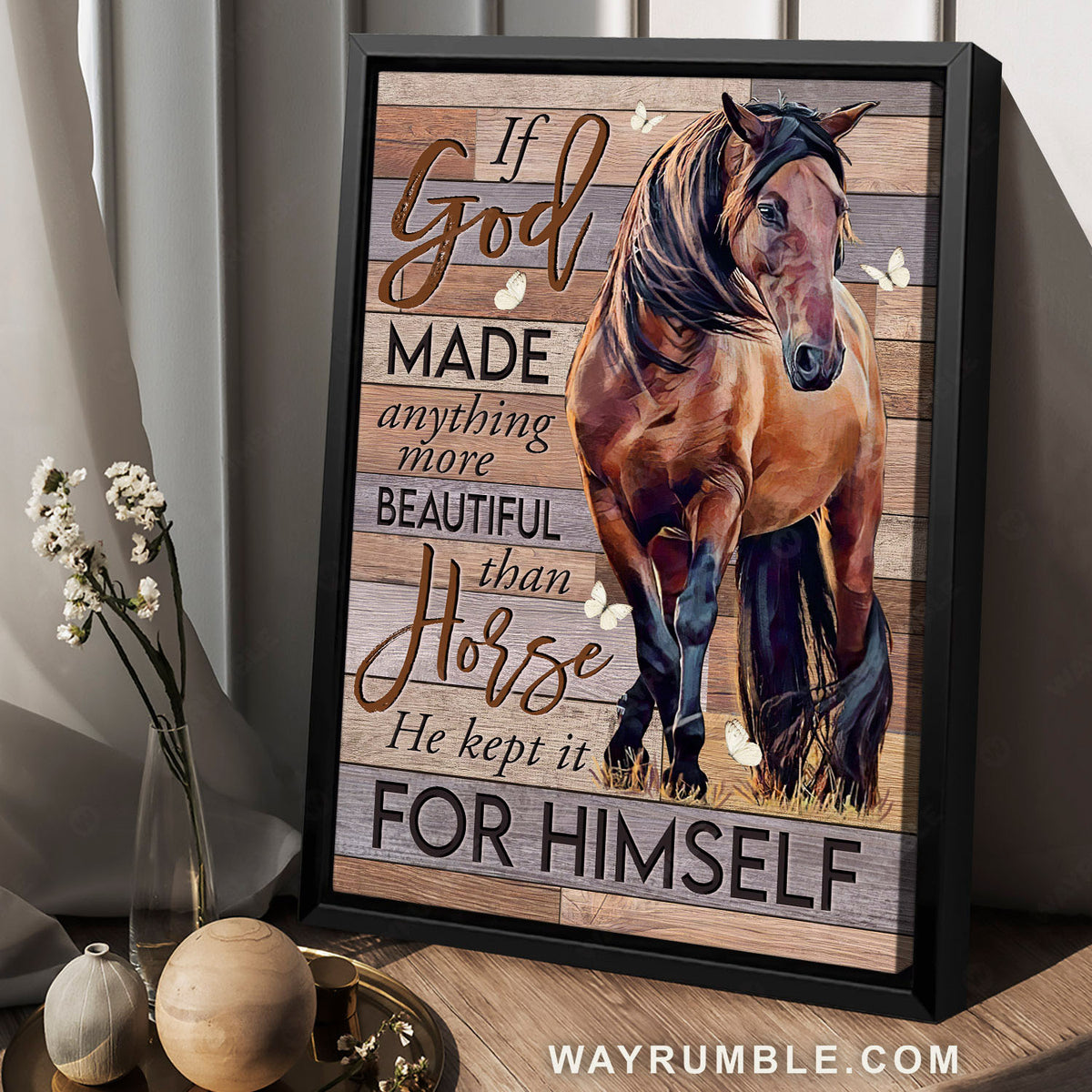 Abstract horse painting, Wild animal, White butterfly, He kept it for himself - Jesus Portrait Canvas Prints, Home Decor Wall Art