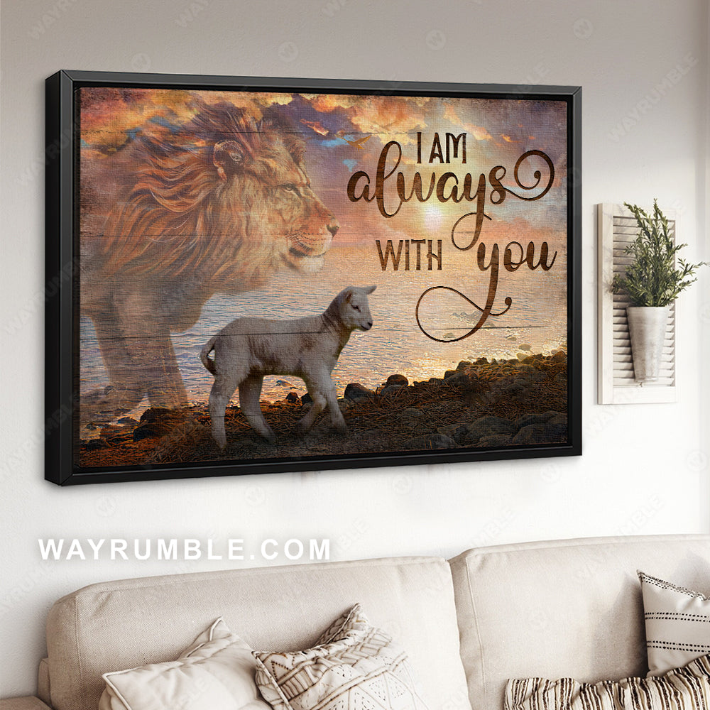 Lion of Judah, Lamb of God, Gorgeous sunrise, I am always with you - Jesus Landscape Canvas Prints, Christian Wall Art