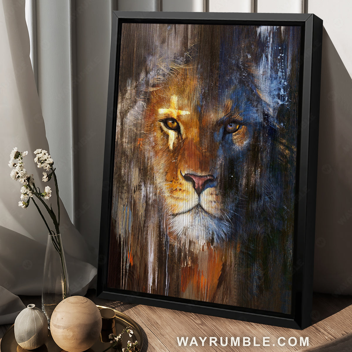 Great lion head, Lion of Judah, Awesome cross, Religious art - Jesus Portrait Canvas Prints, Christian Wall Art