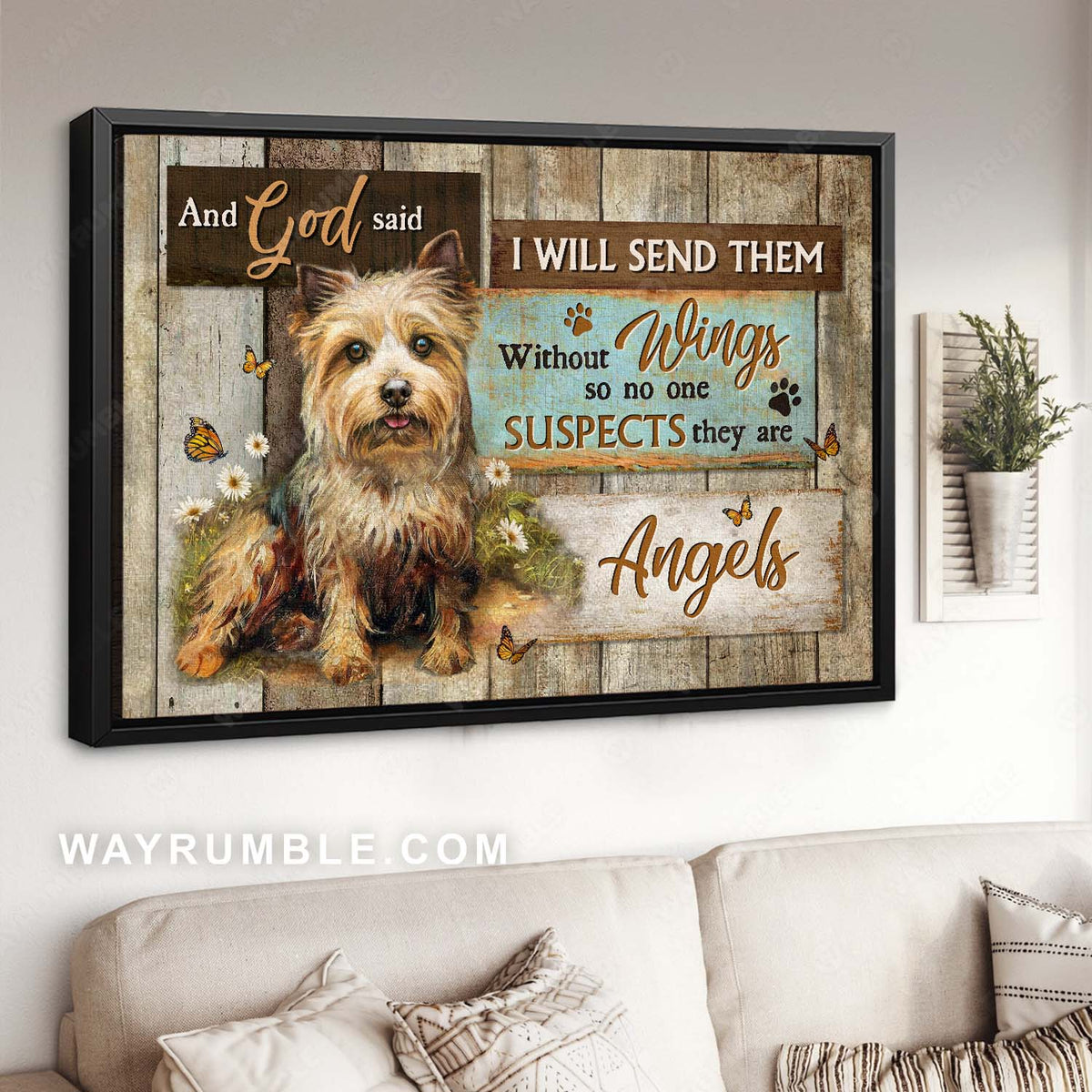 Yorkshire Terrier, Dog lover, Monarch butterfly, I will send them without wings - Jesus Landscape Canvas Prints, Home DecorWall Art