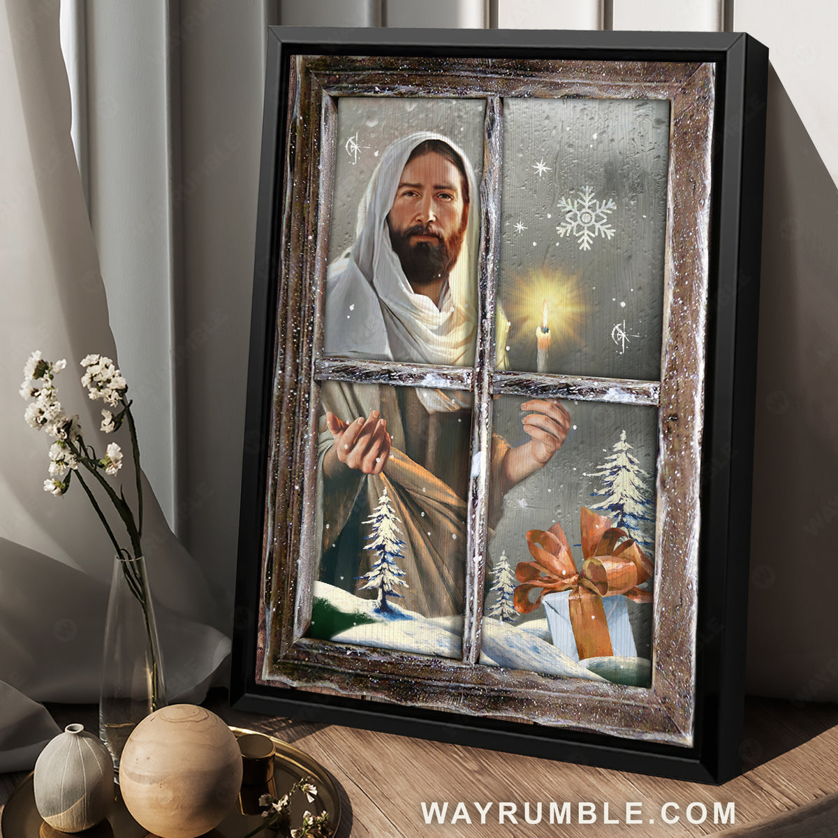 Christmas eve, Jesus painting, Christmas gift, Winter season - Jesus Portrait Canvas Prints, Christian Wall Art