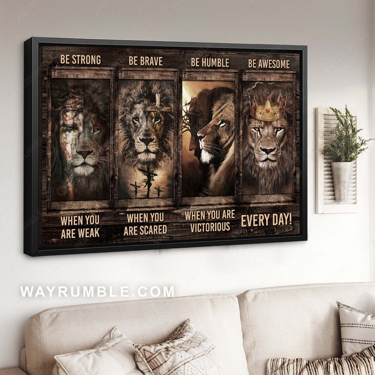 Lion of Judah, Abstract lion head, Religious painting, Be awesome every day - Jesus Landscape Canvas Prints, Christian Wall Art