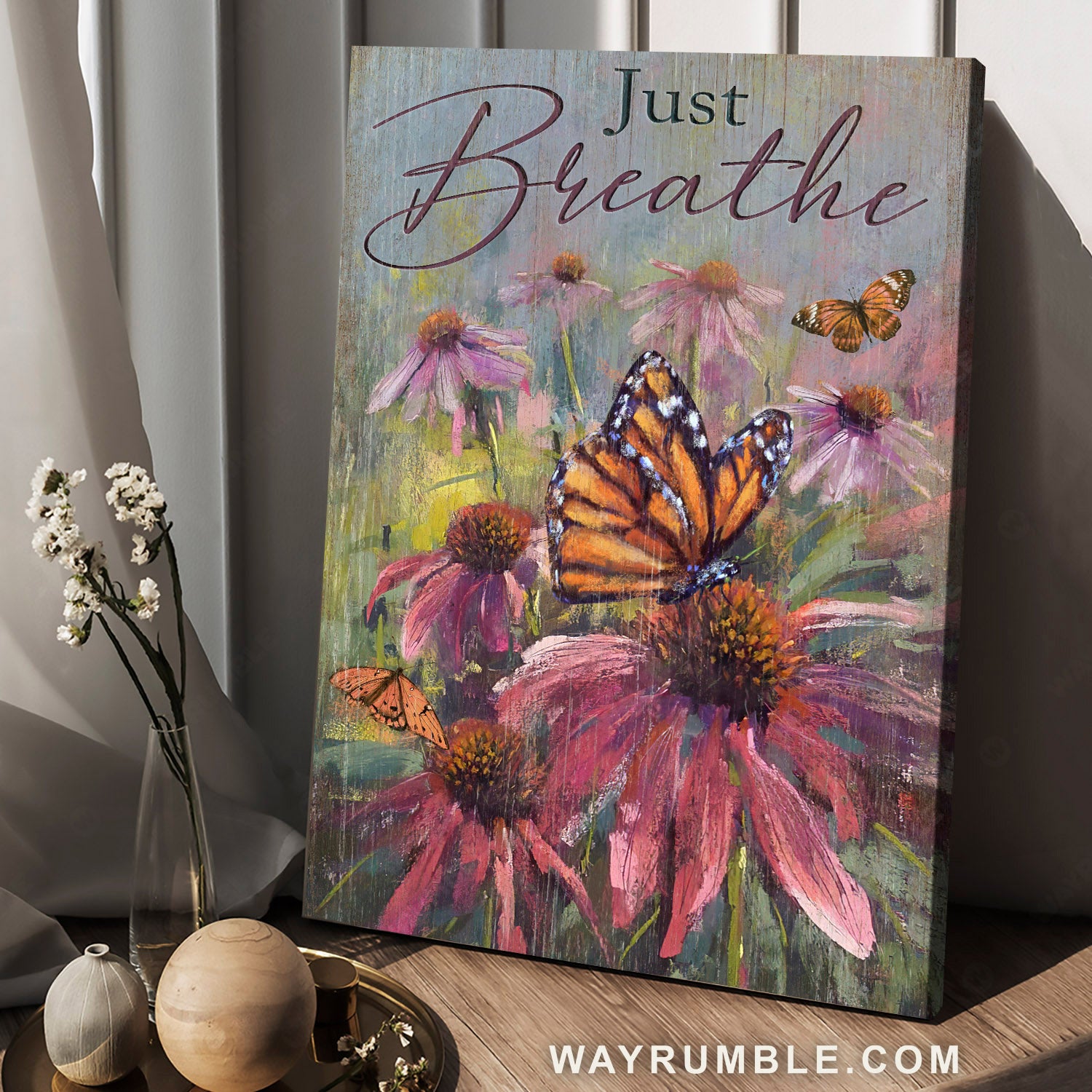 Daisy flower, Lovely butterfly, Watercolor painting, Just breathe - Jesus Portrait Canvas Prints, Home Decor Wall Art