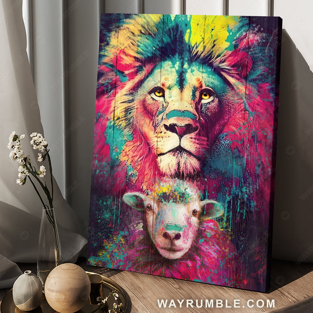 Awesome Lion of Judah, Lamb of God, Watercolor painting, Religious gift - Jesus Portrait Canvas Prints, Christian Wall Art