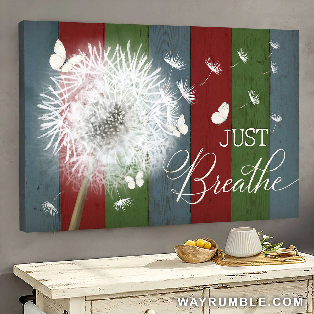 Dandelion, Butterfly, Just breathe - Jesus Landscape Canvas Prints, Wall Art