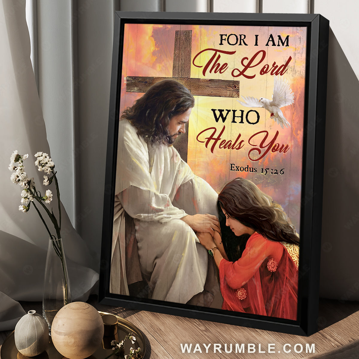 Pray for healing, Orange sunset, Jesus painting, For I am the Lord - Jesus Portrait Canvas Prints, Christian Wall Art
